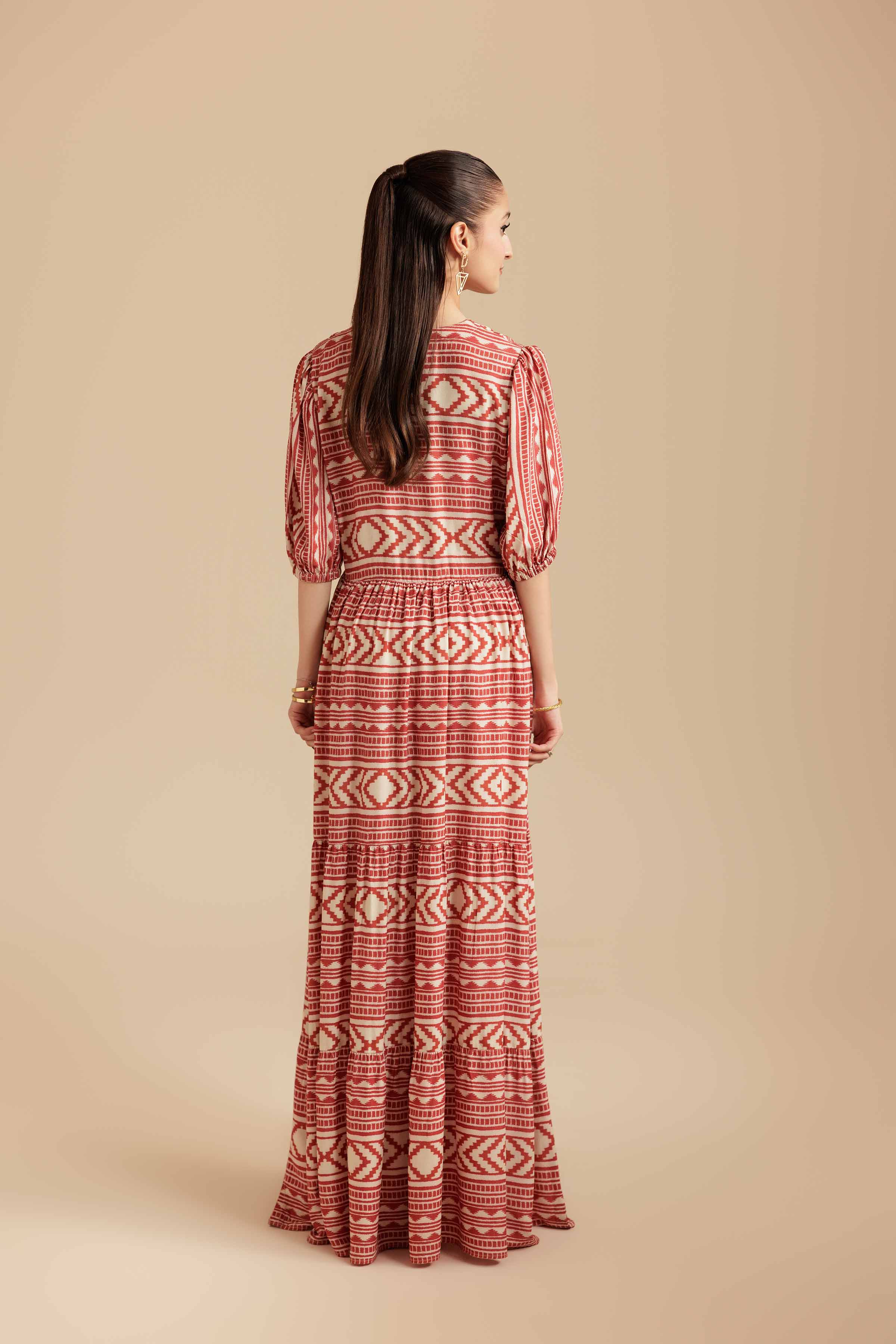 NISHATUAE - Rust Printed Lawn Ready to wear Dress