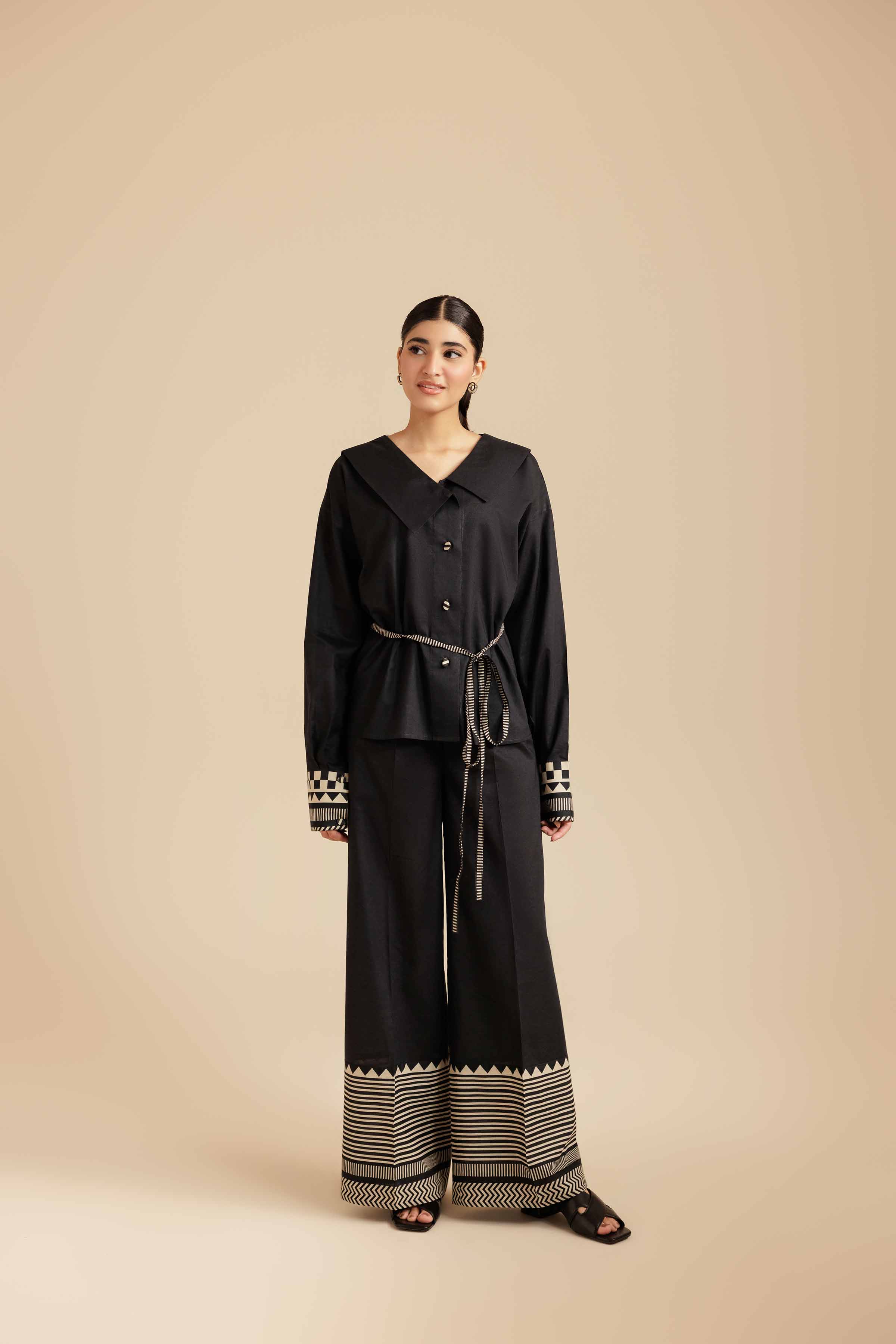 NISHATUAE - Black Printed Cambric 2-piece Ready to wear Dress