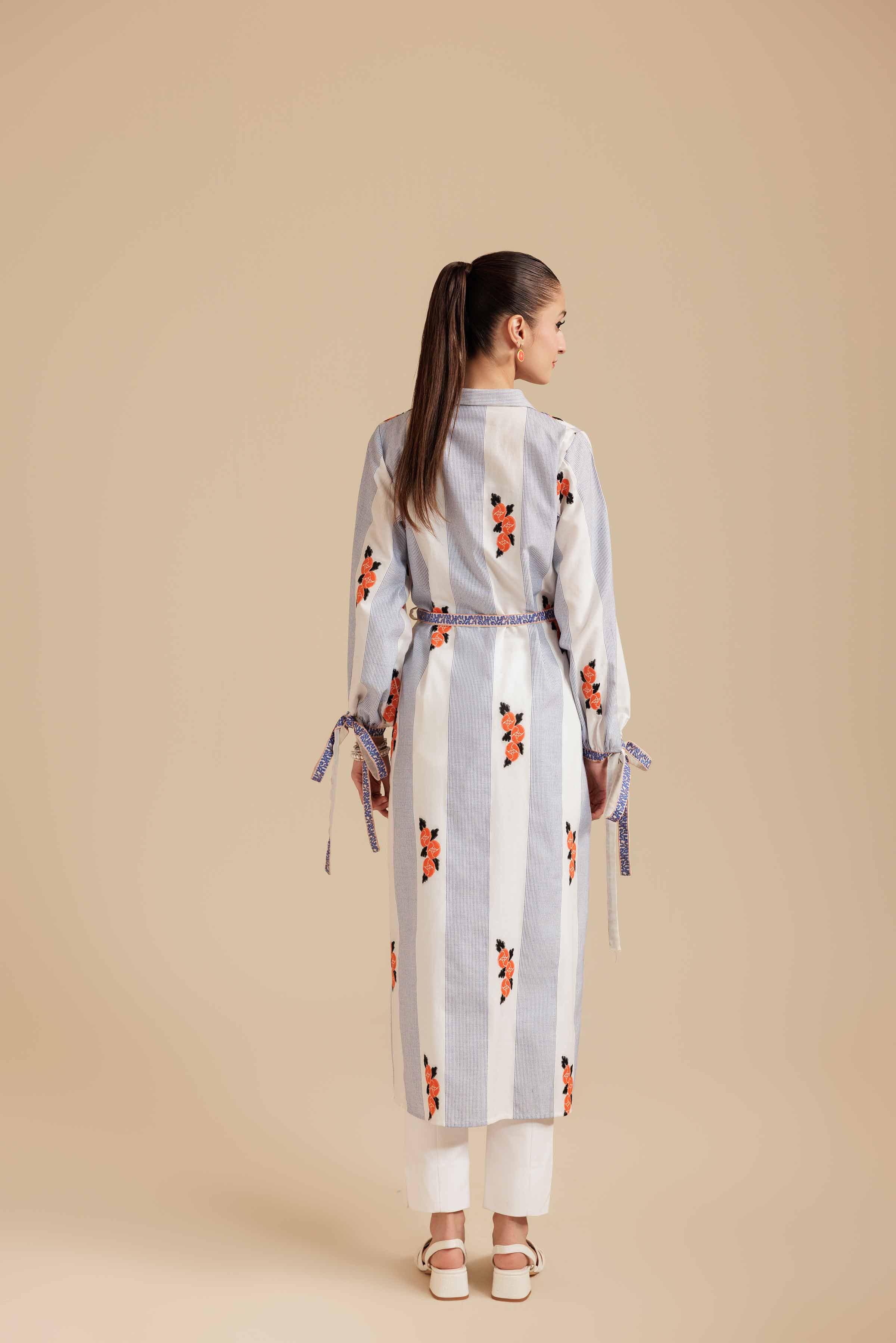 NISHATUAE - White Embroidered Cotton Ready to wear Dress