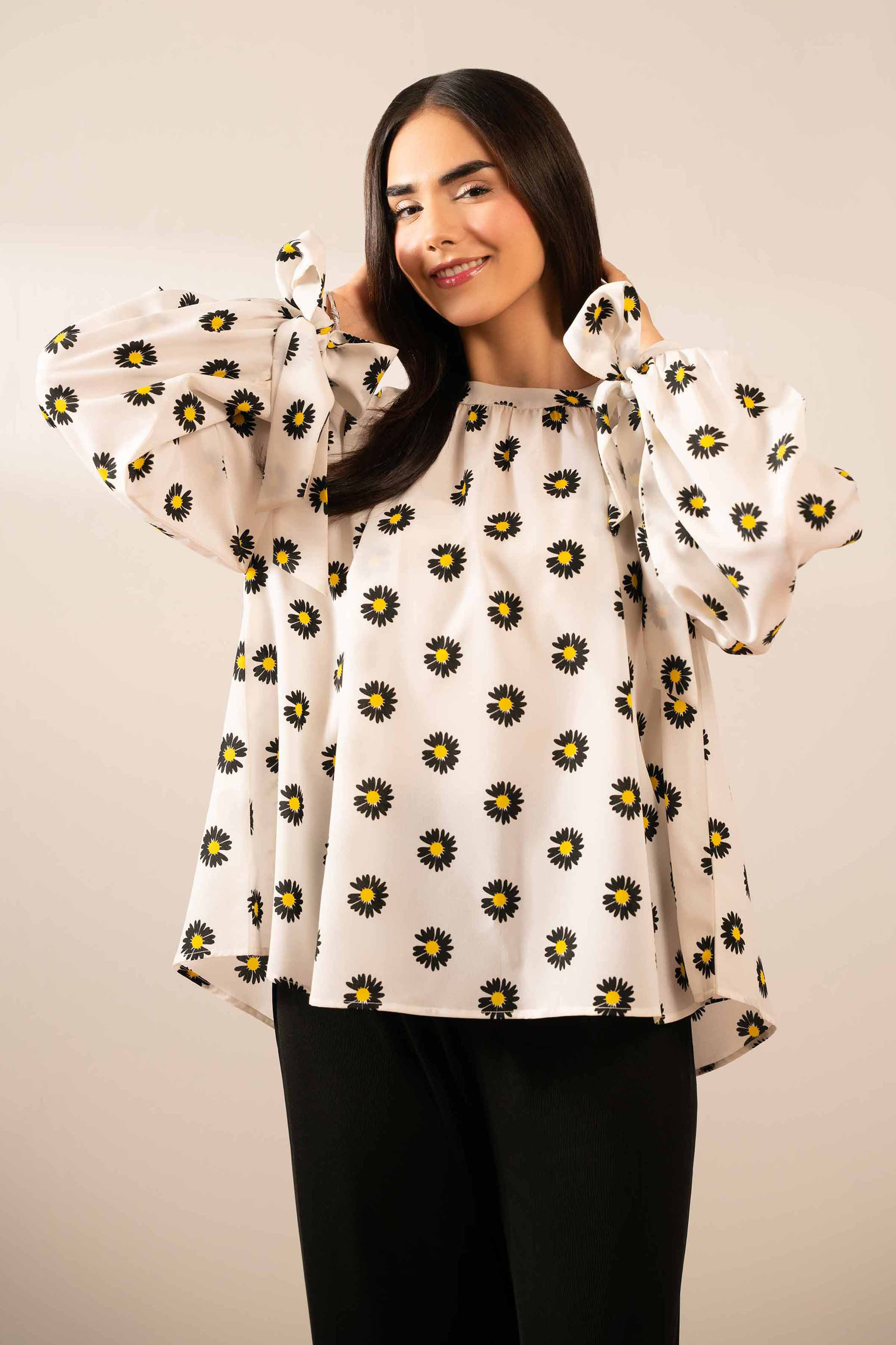 NISHATUAE - White Printed Georgette Ready to wear Tunic