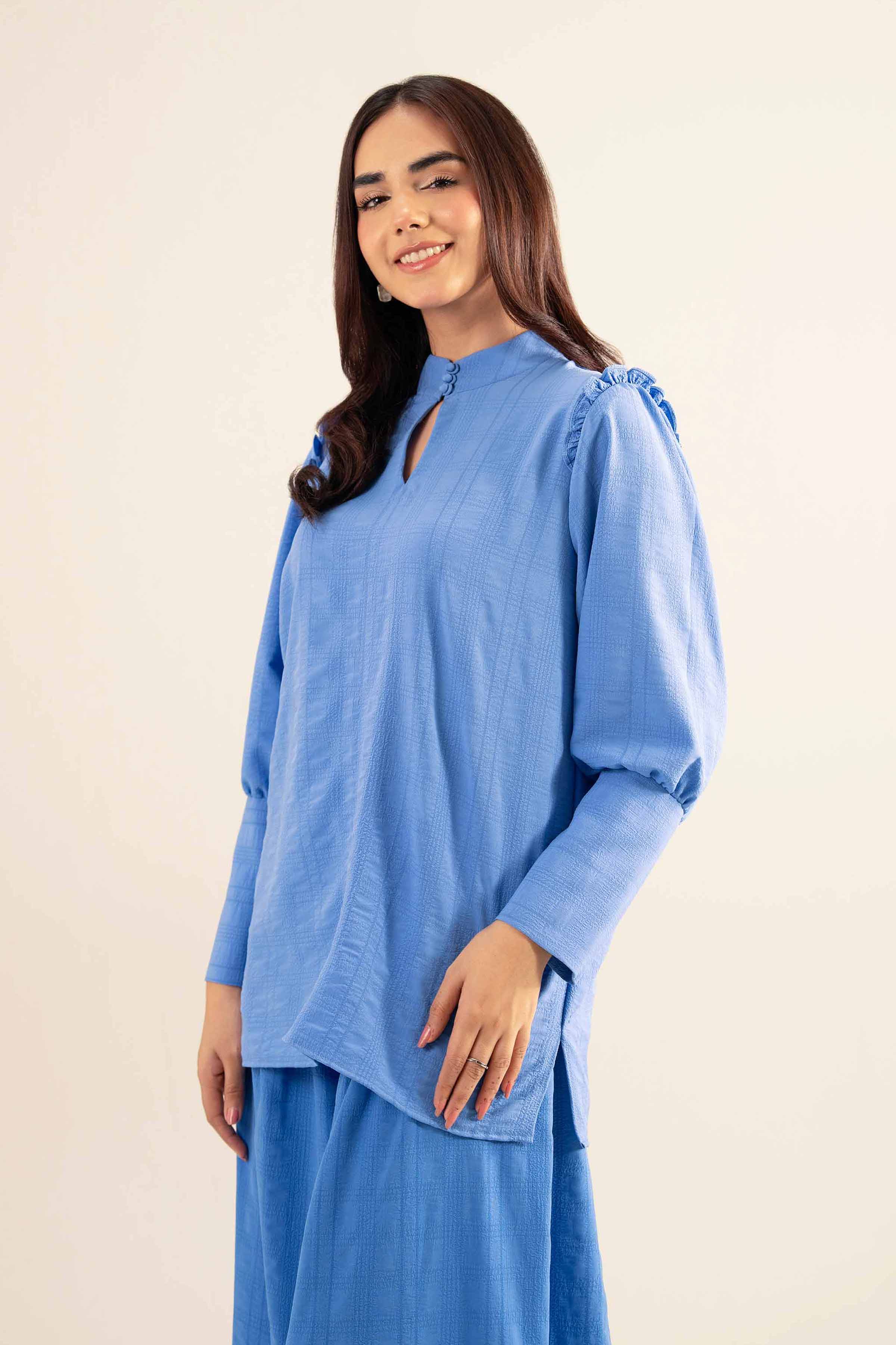 NISHATUAE - Blue Solids Cotton 2-piece Ready to wear Dress