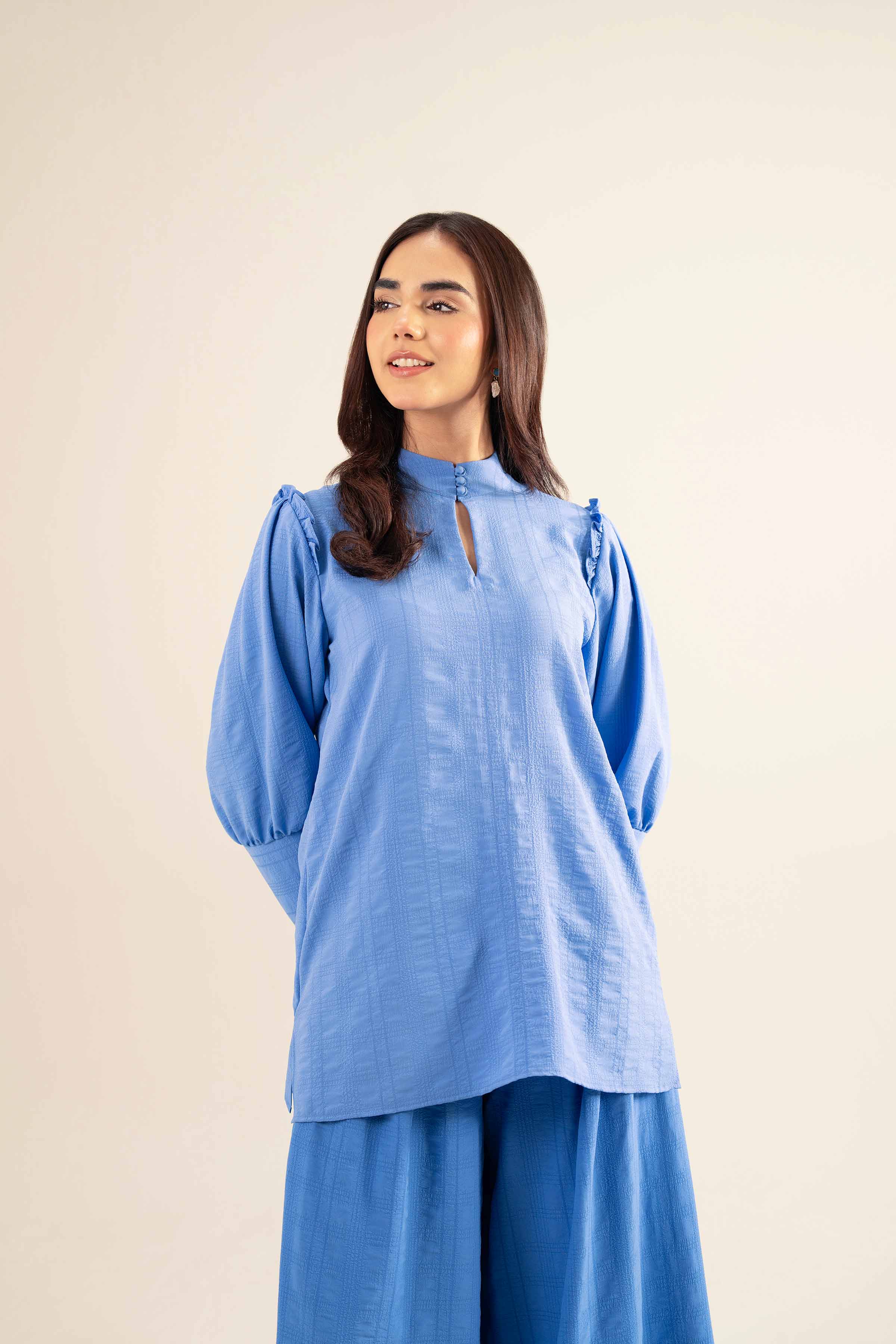 NISHATUAE - Blue Solids Cotton 2-piece Ready to wear Dress