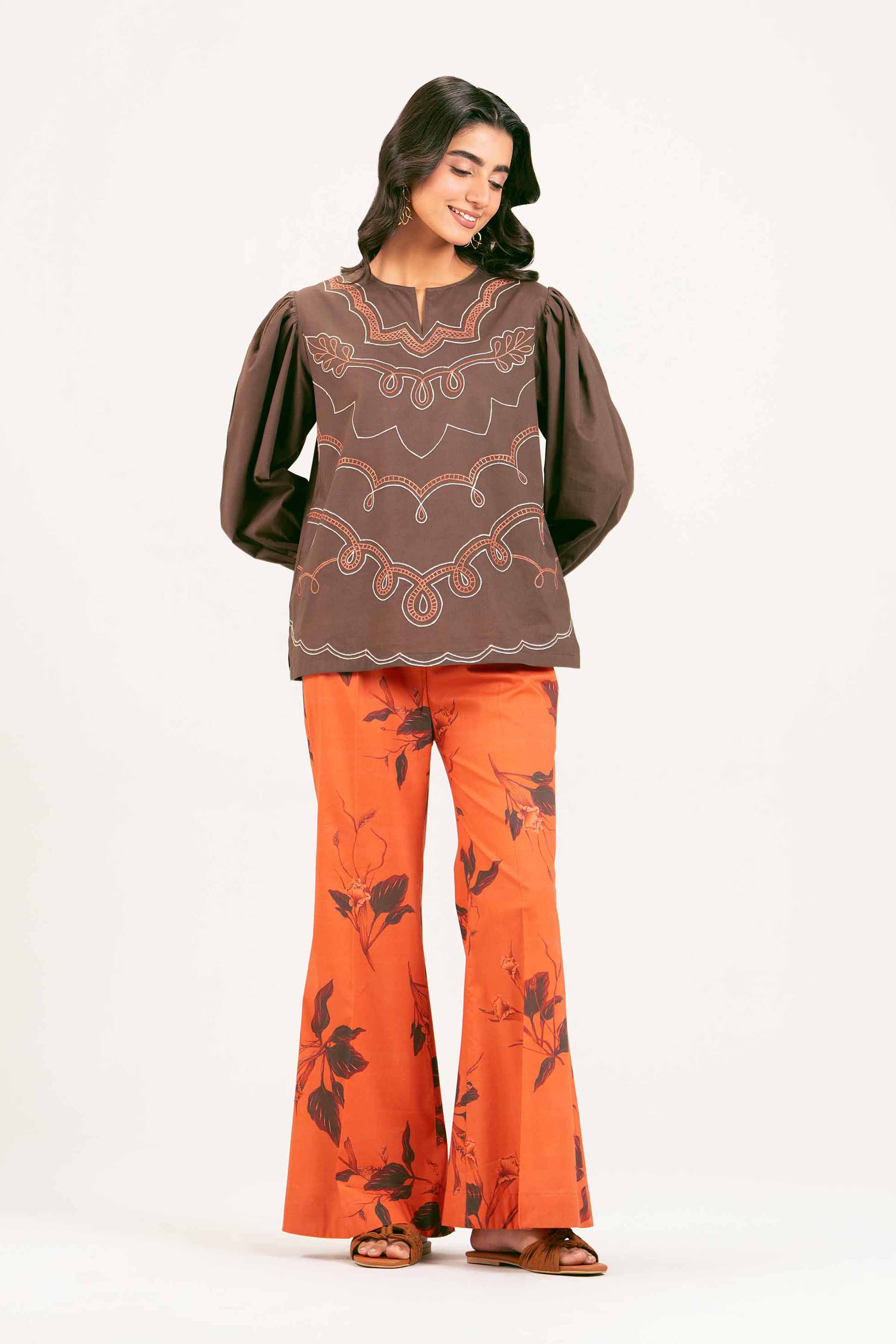 2 Piece - Printed Embroidered Suit - AS25-48