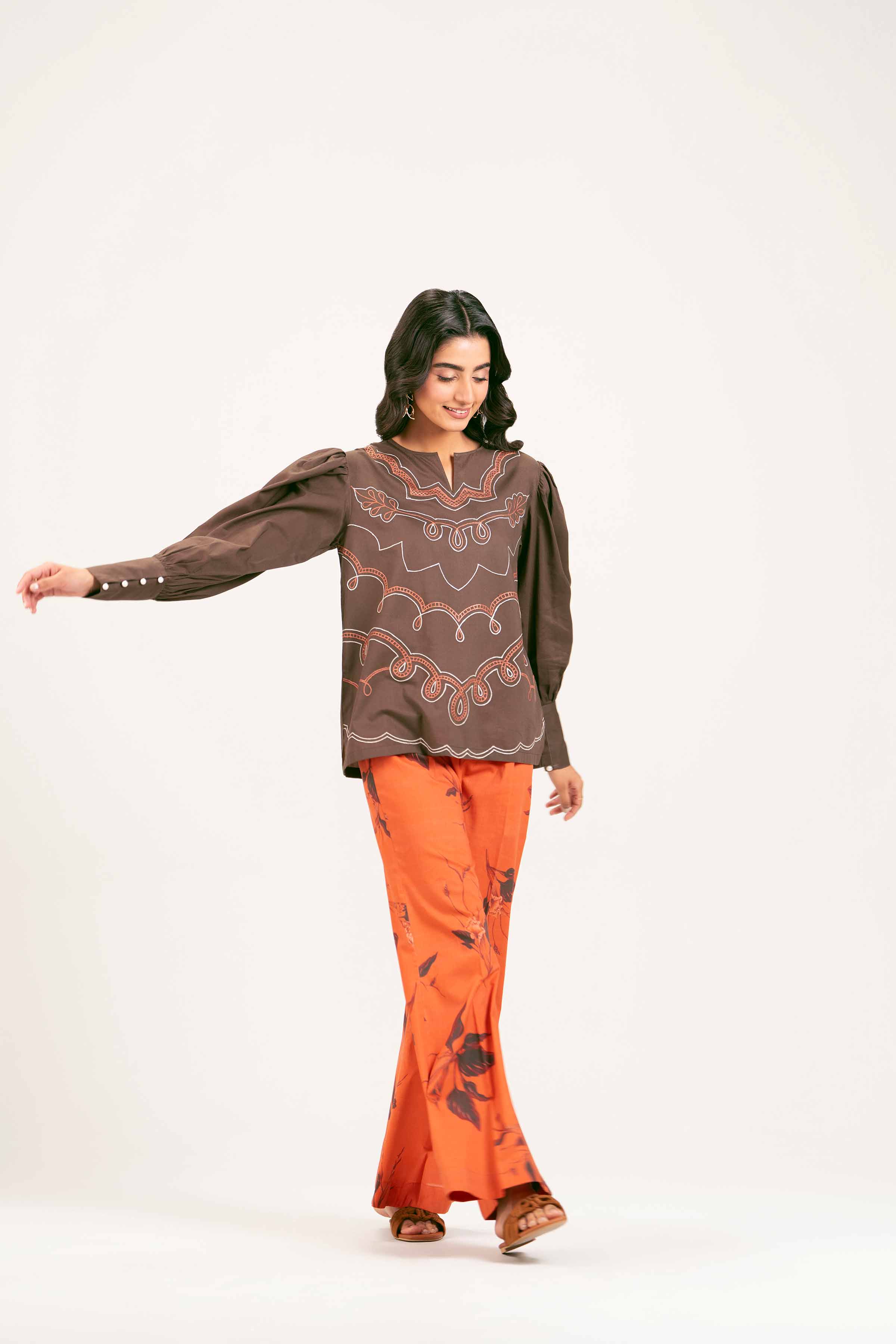 2 Piece - Printed Embroidered Suit - AS25-48