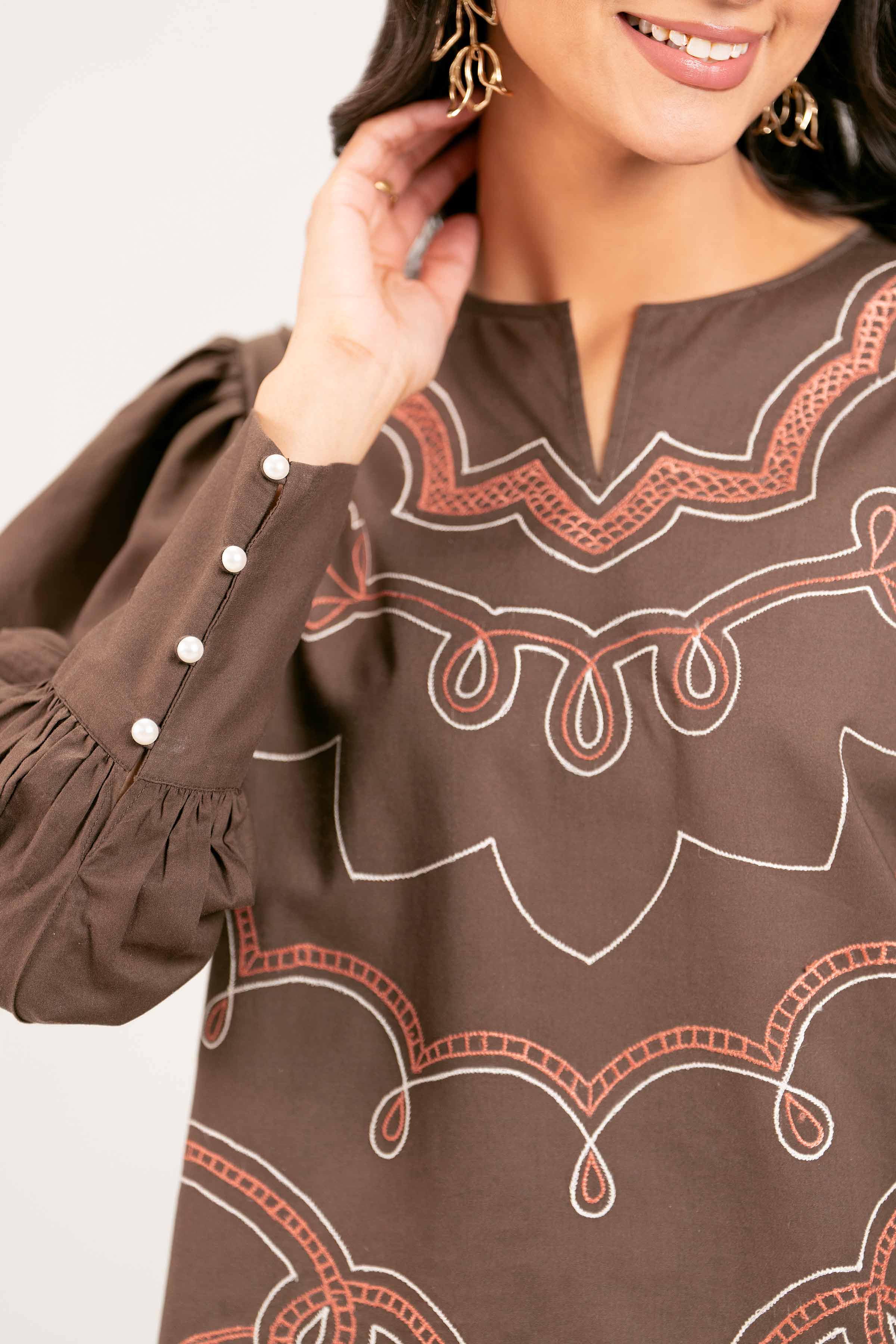 2 Piece - Printed Embroidered Suit - AS25-48