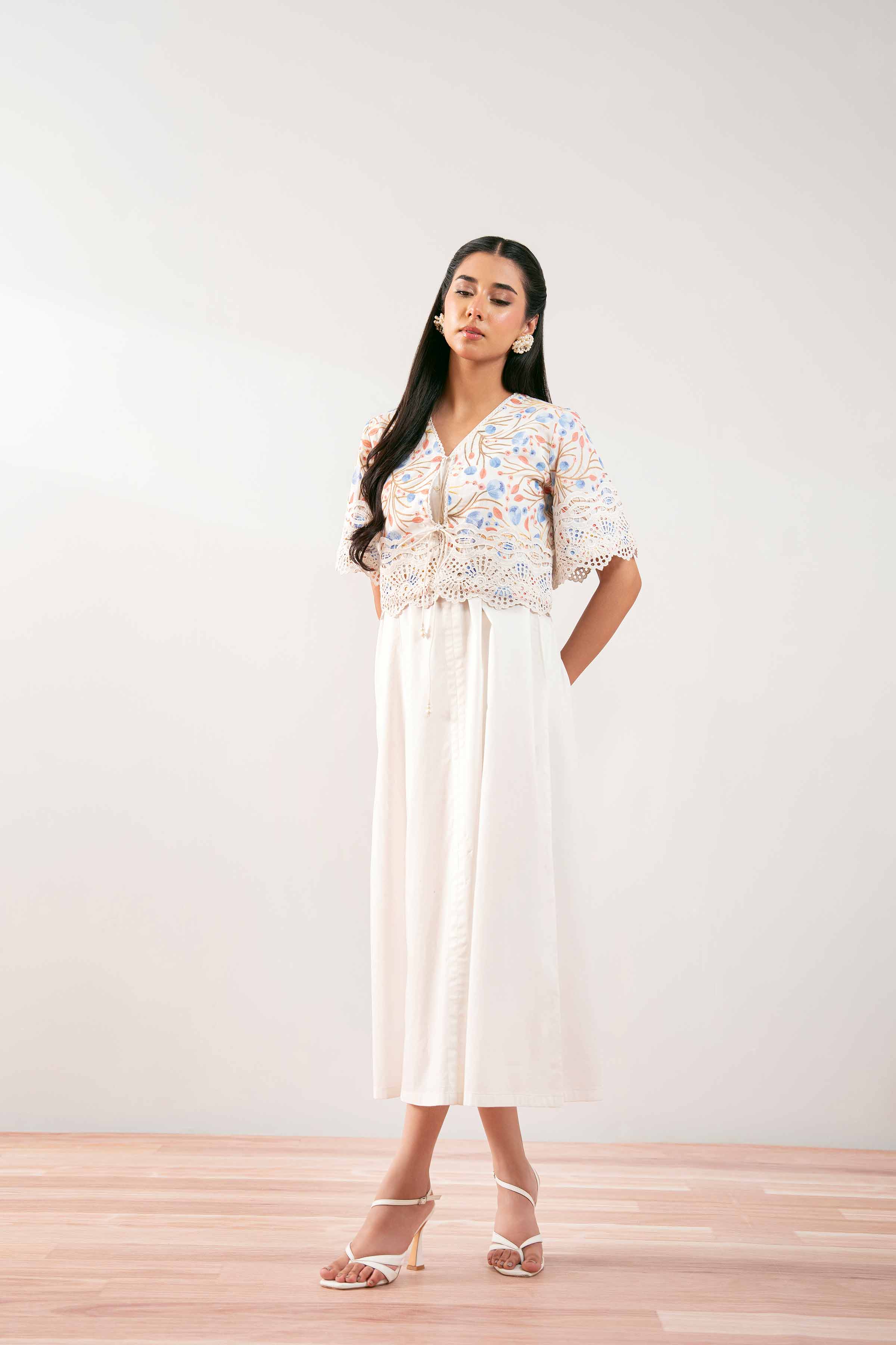 NISHATUAE - White Solids Cambric 2-piece Ready to wear Dress