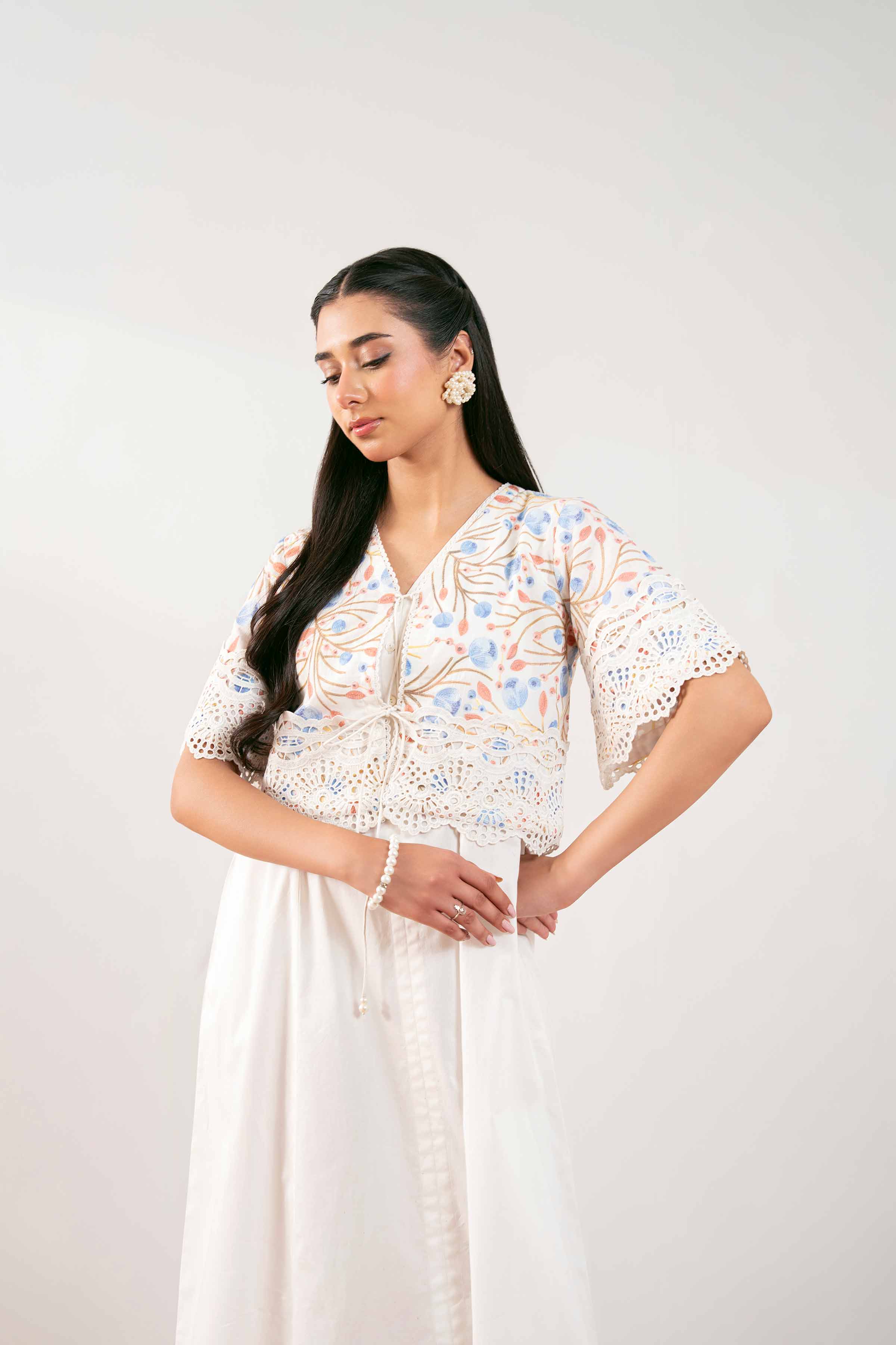 NISHATUAE - White Solids Cambric 2-piece Ready to wear Dress