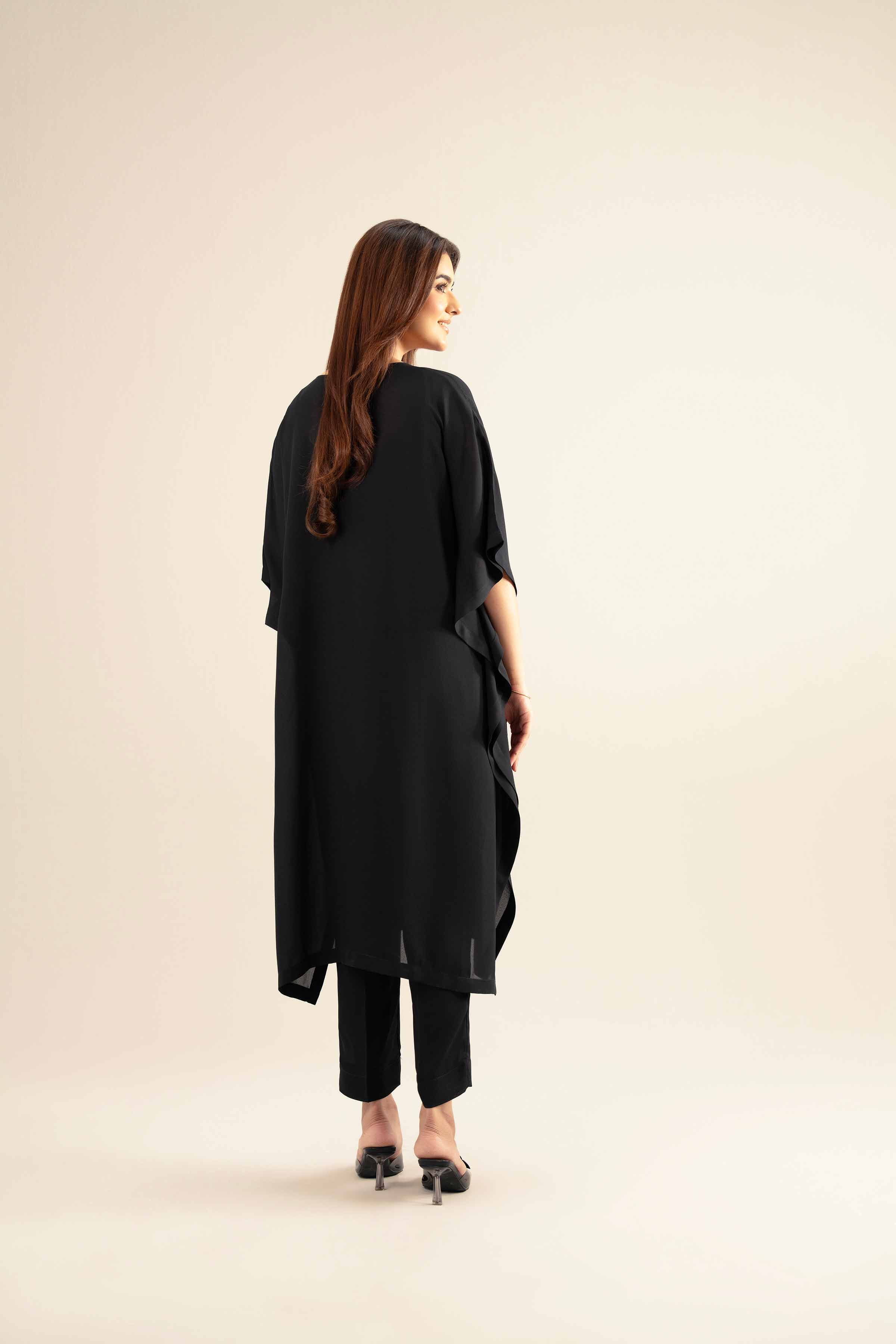 NISHATUAE - Black Embroidered Georgette 2-piece Ready to wear Dress