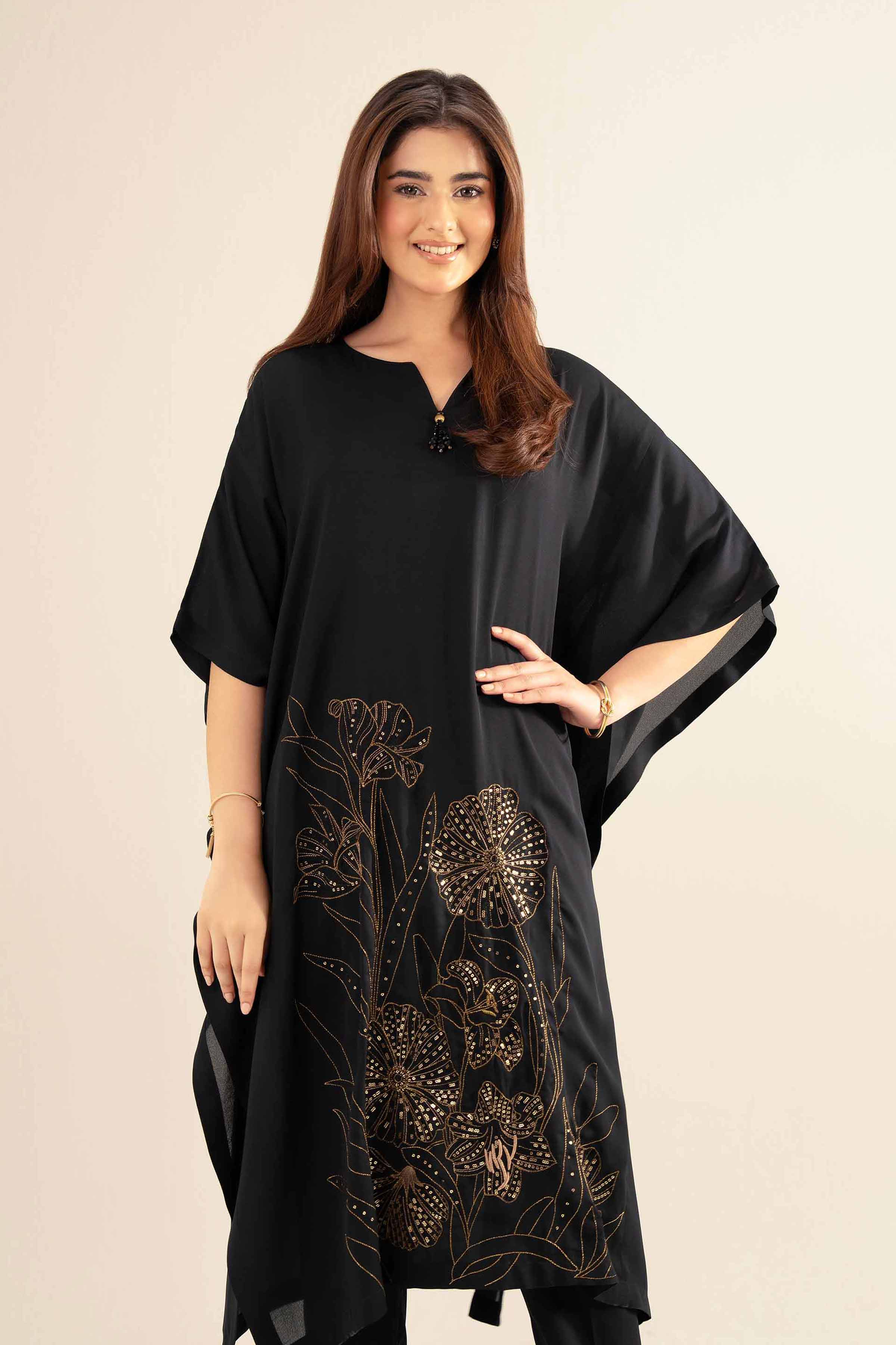 NISHATUAE - Black Embroidered Georgette 2-piece Ready to wear Dress