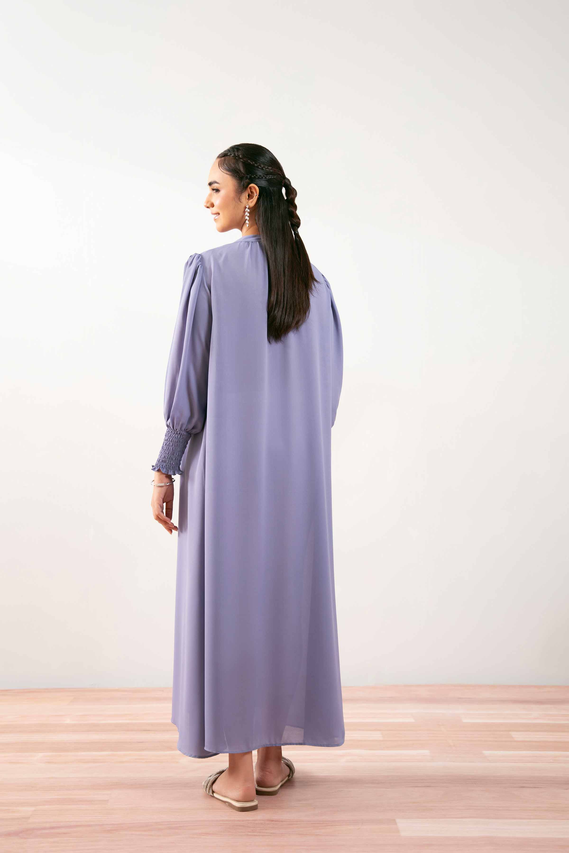 NISHATUAE - Purple Embroidered Georgette Ready to wear Dress