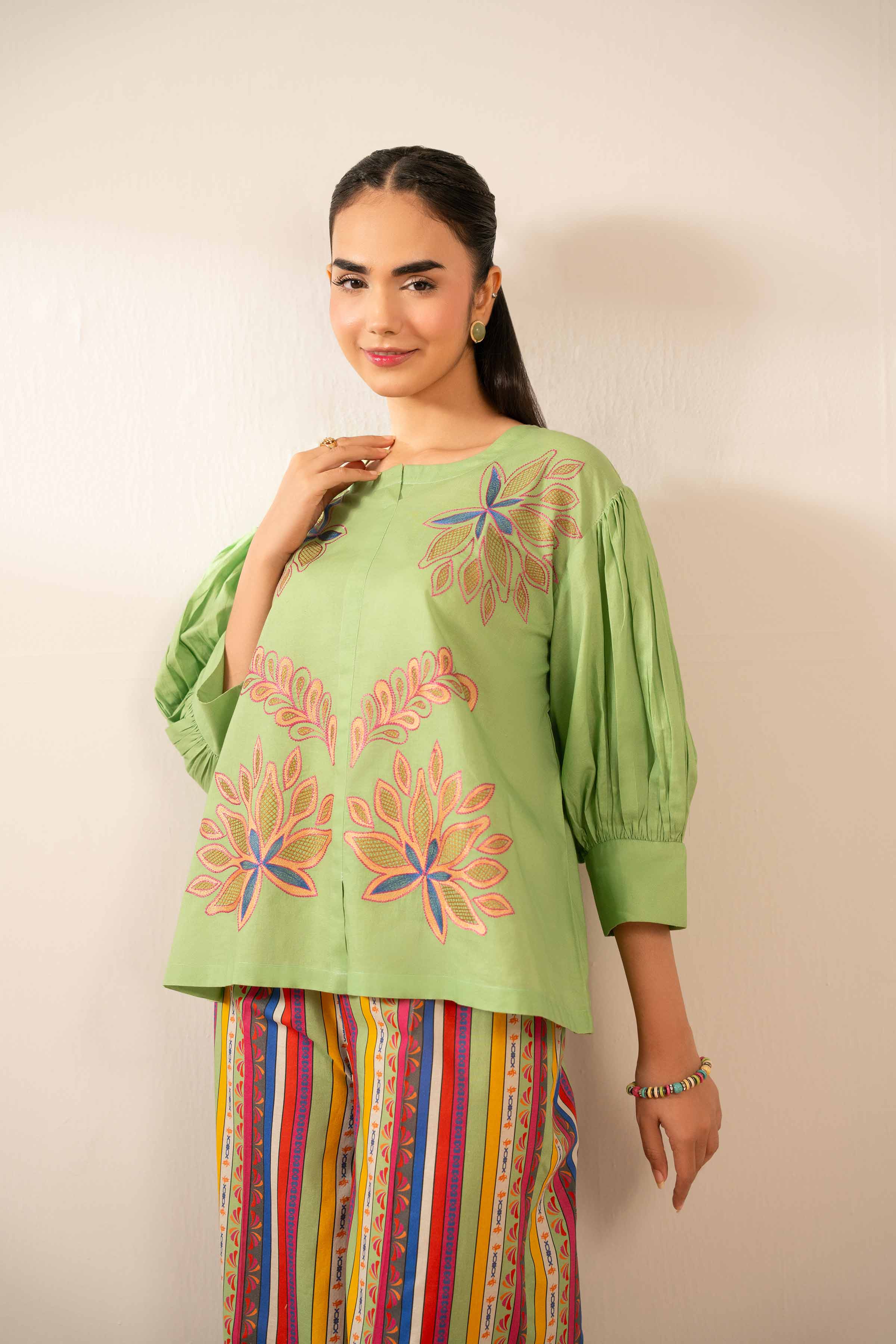 2 Piece - Printed Embroidered Suit - AS25-96