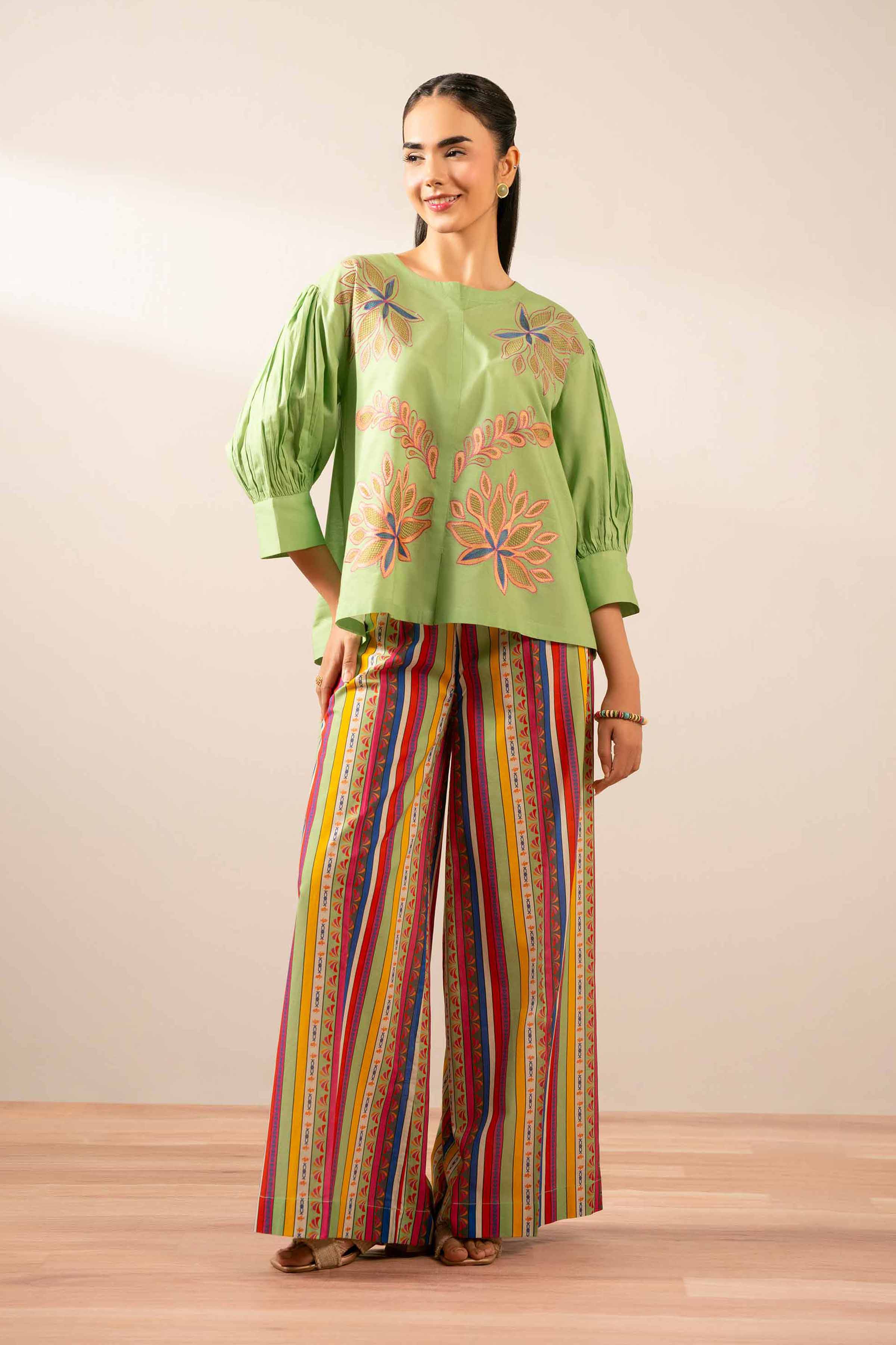 2 Piece - Printed Embroidered Suit - AS25-96