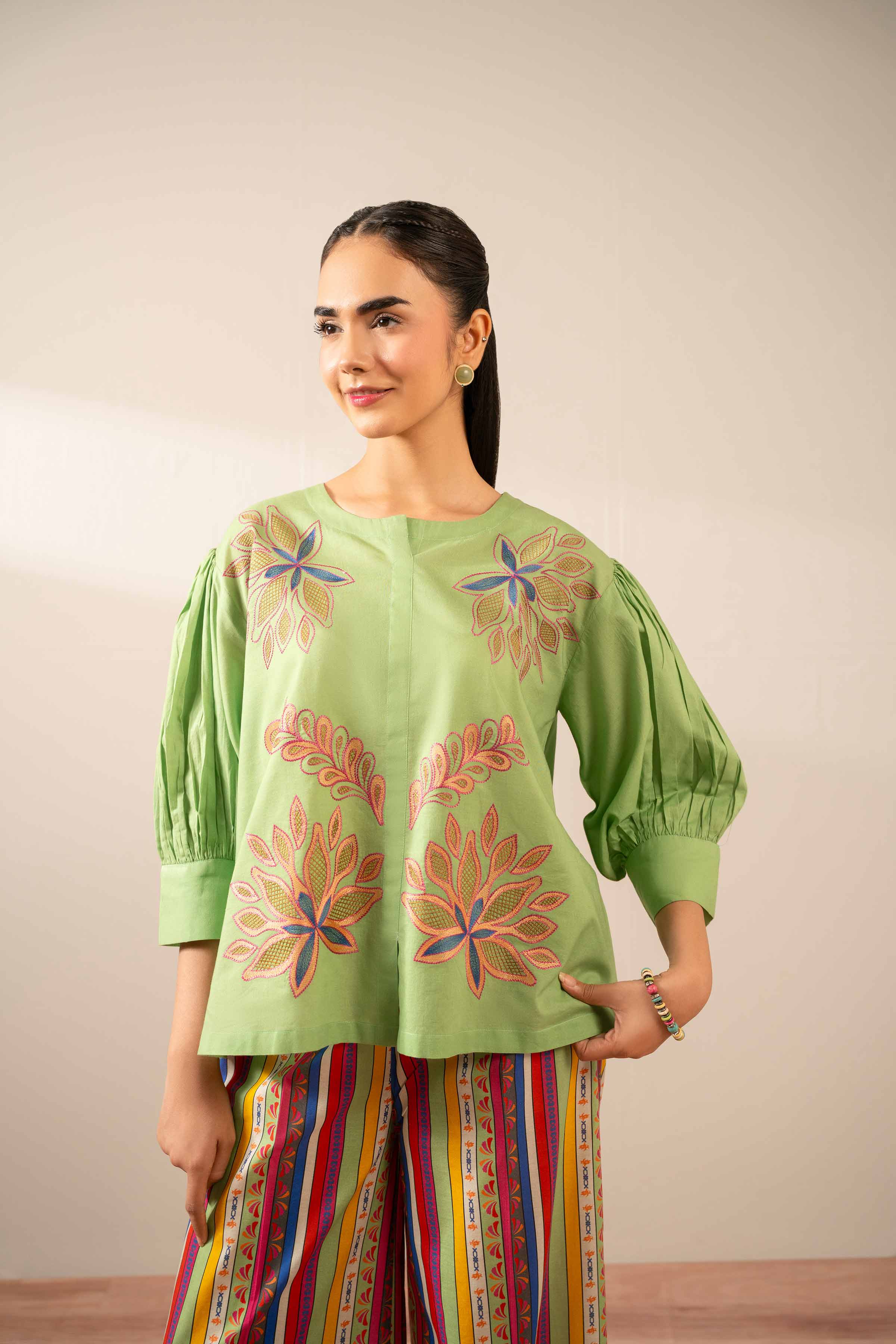2 Piece - Printed Embroidered Suit - AS25-96