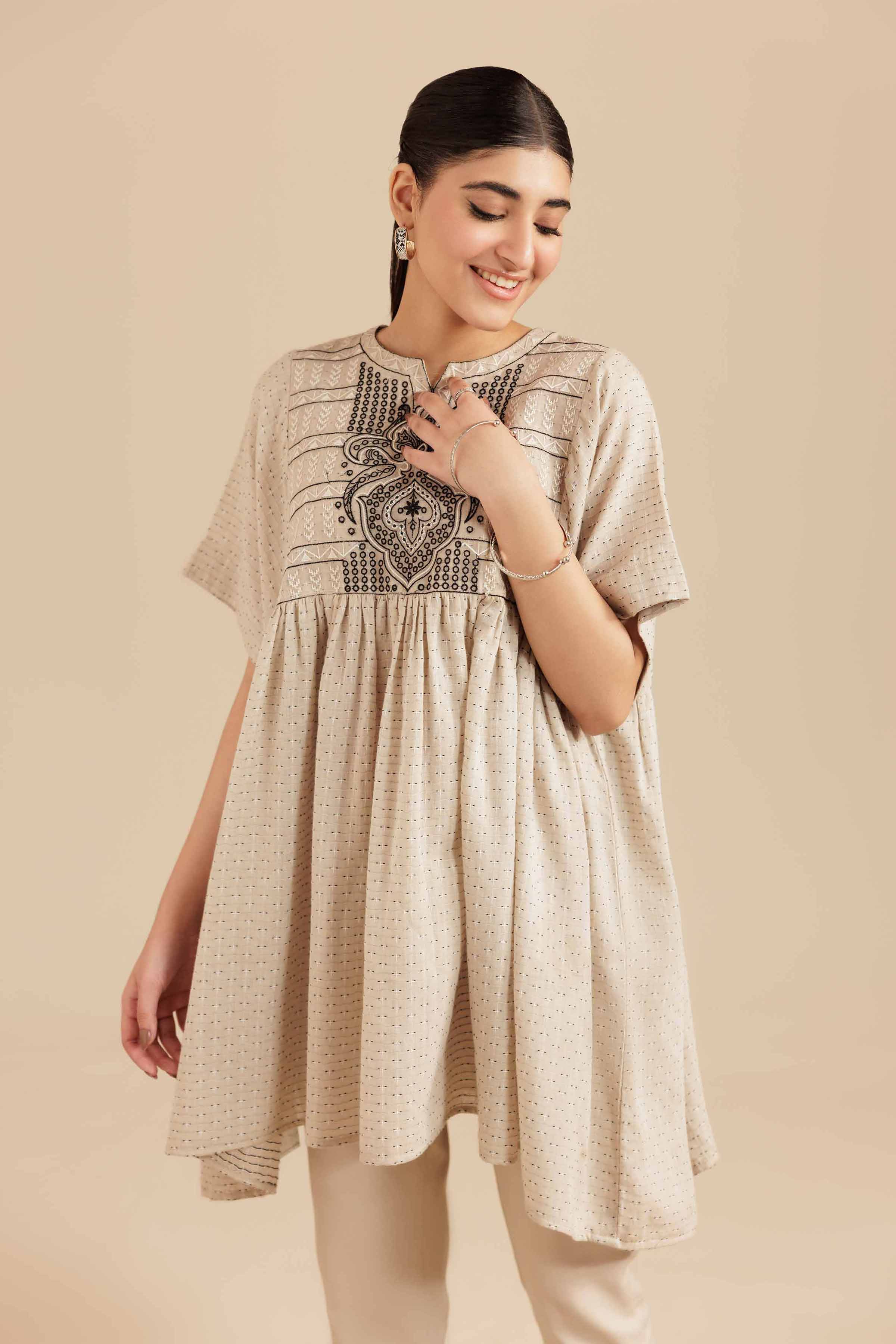 NISHATUAE - Skin Embroidered Cotton Ready to wear Tunic