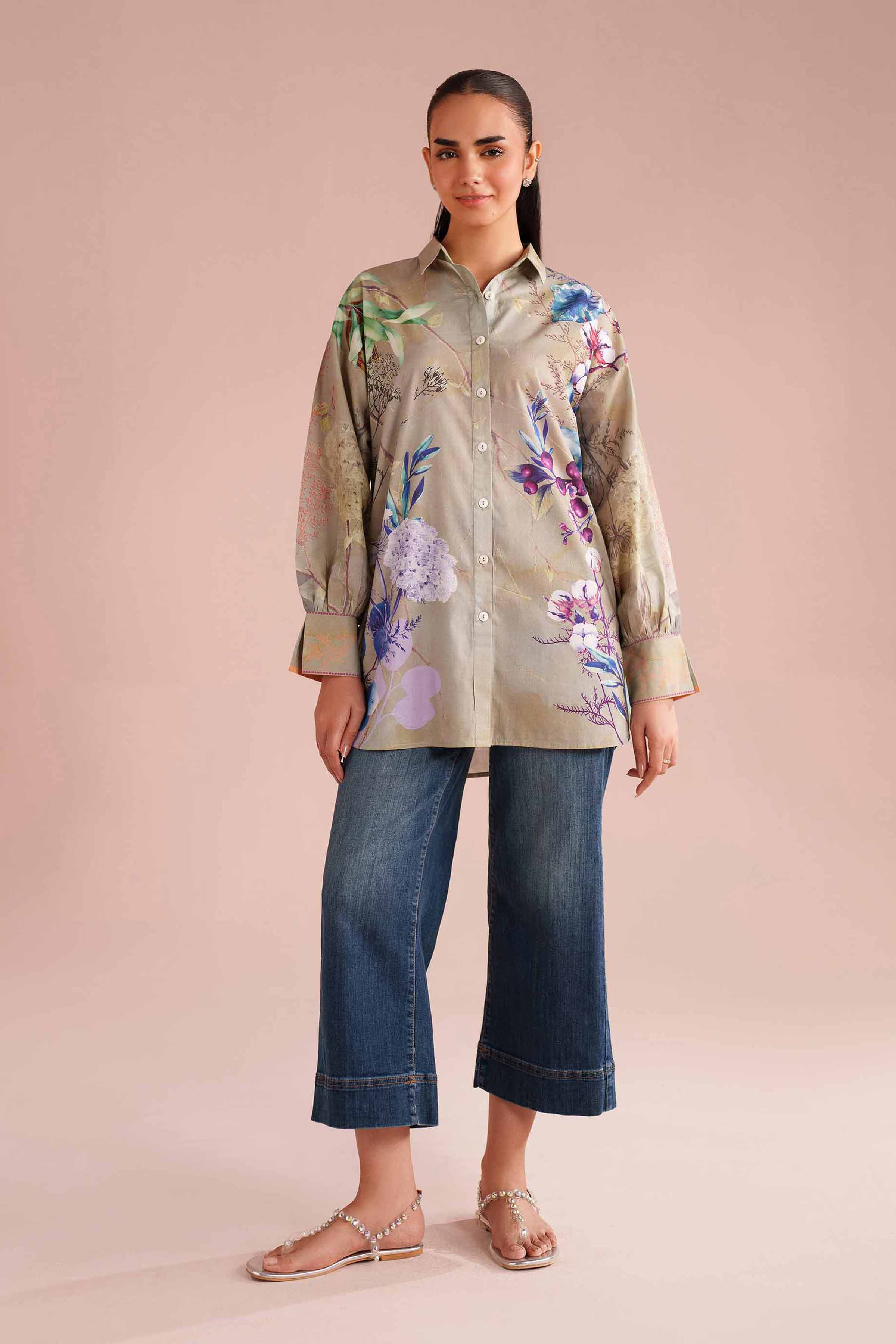 Printed Tunic - AS26-01 NishatUAE Green Cambric 1PC Printed Ready To Wear