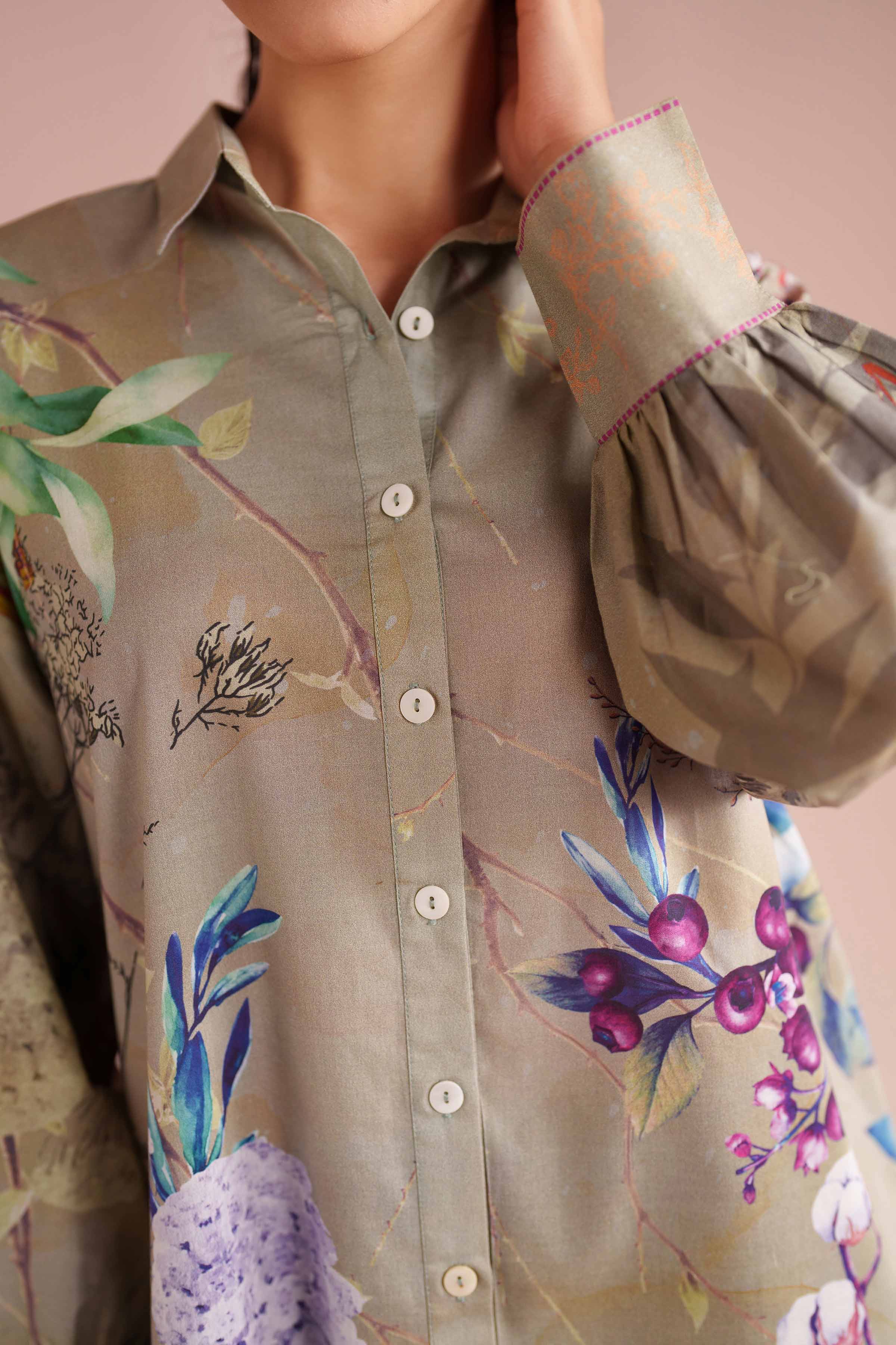 Printed Tunic - AS26-01 NishatUAE Green Cambric 1PC Printed Ready To Wear