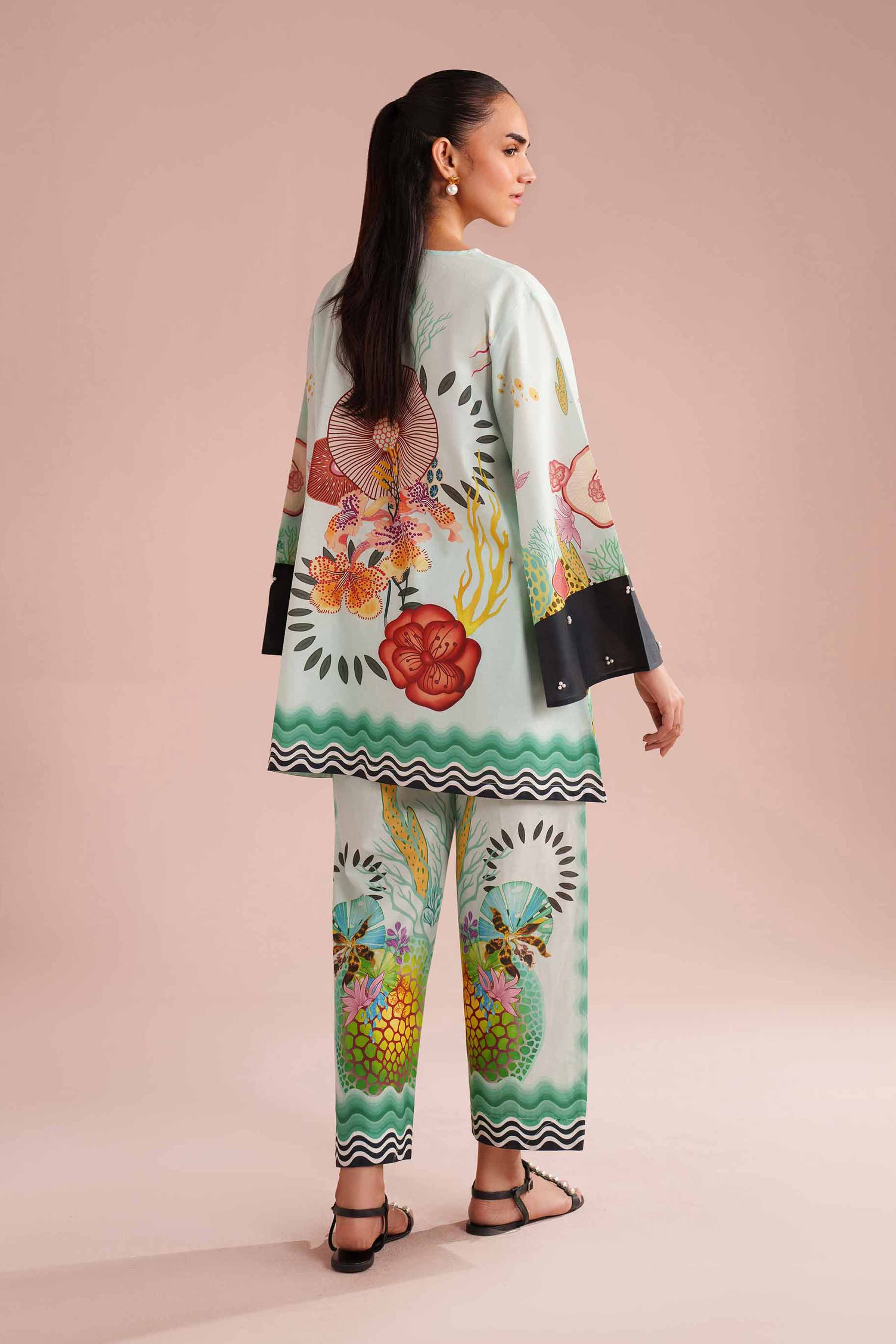 2 Piece - Printed Suit - AS26-02 NishatUAE Green Cambric 2PC Printed Ready To Wear