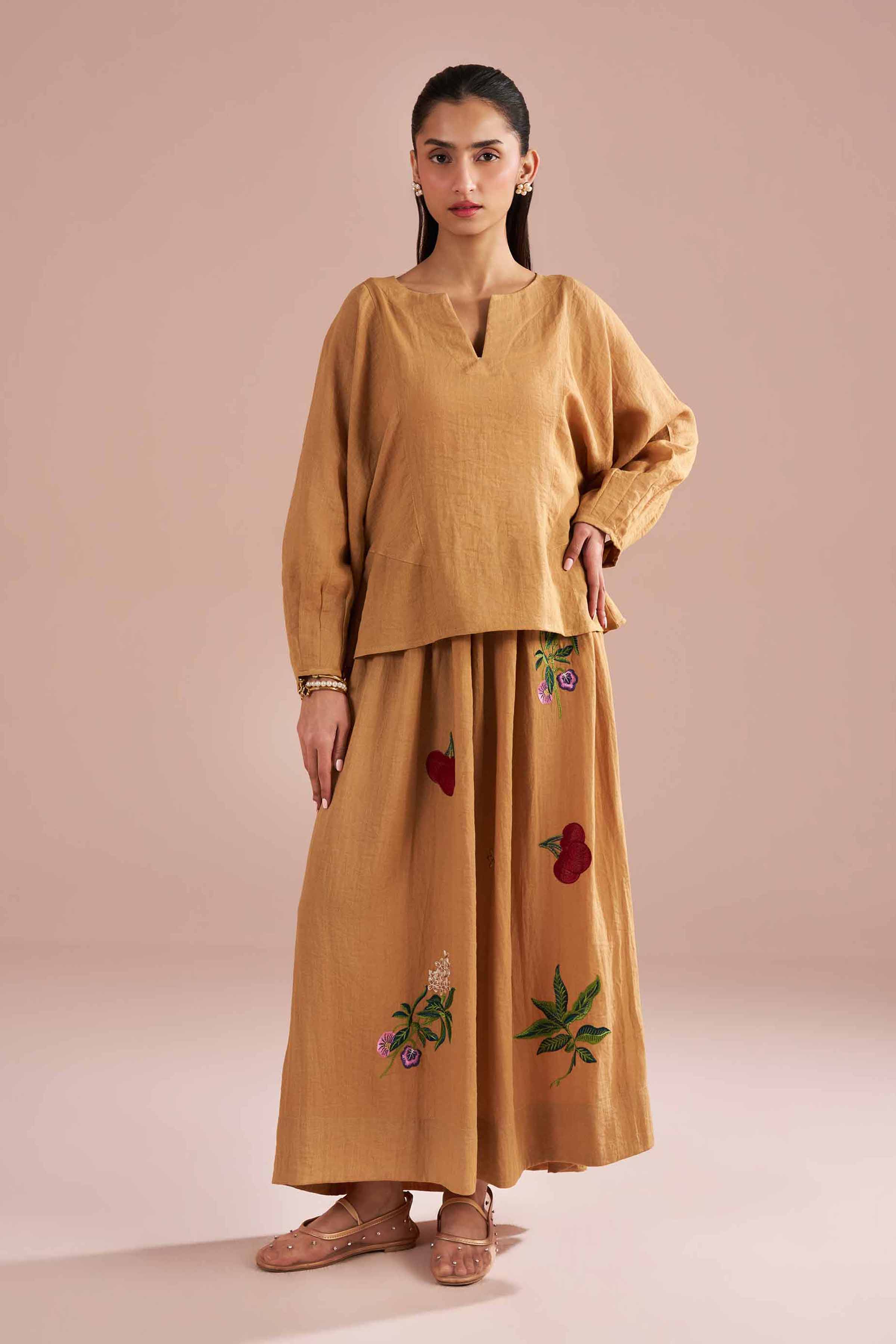 2 Piece - Embroidered Suit - AS26-07 Beige Cotton 2PC Embroidered READY TO WEAR