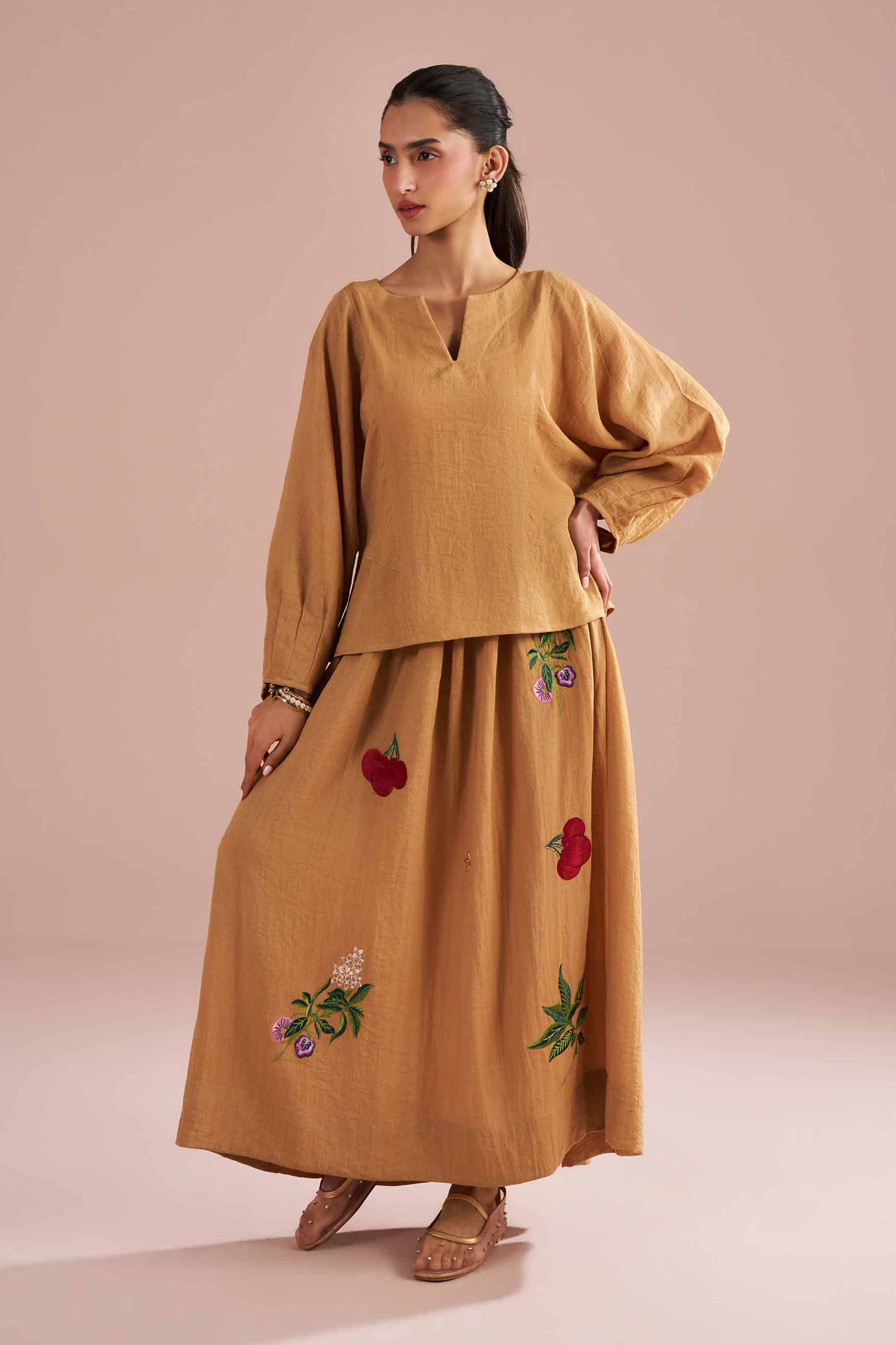 2 Piece - Embroidered Suit - AS26-07 Beige Cotton 2PC Embroidered READY TO WEAR