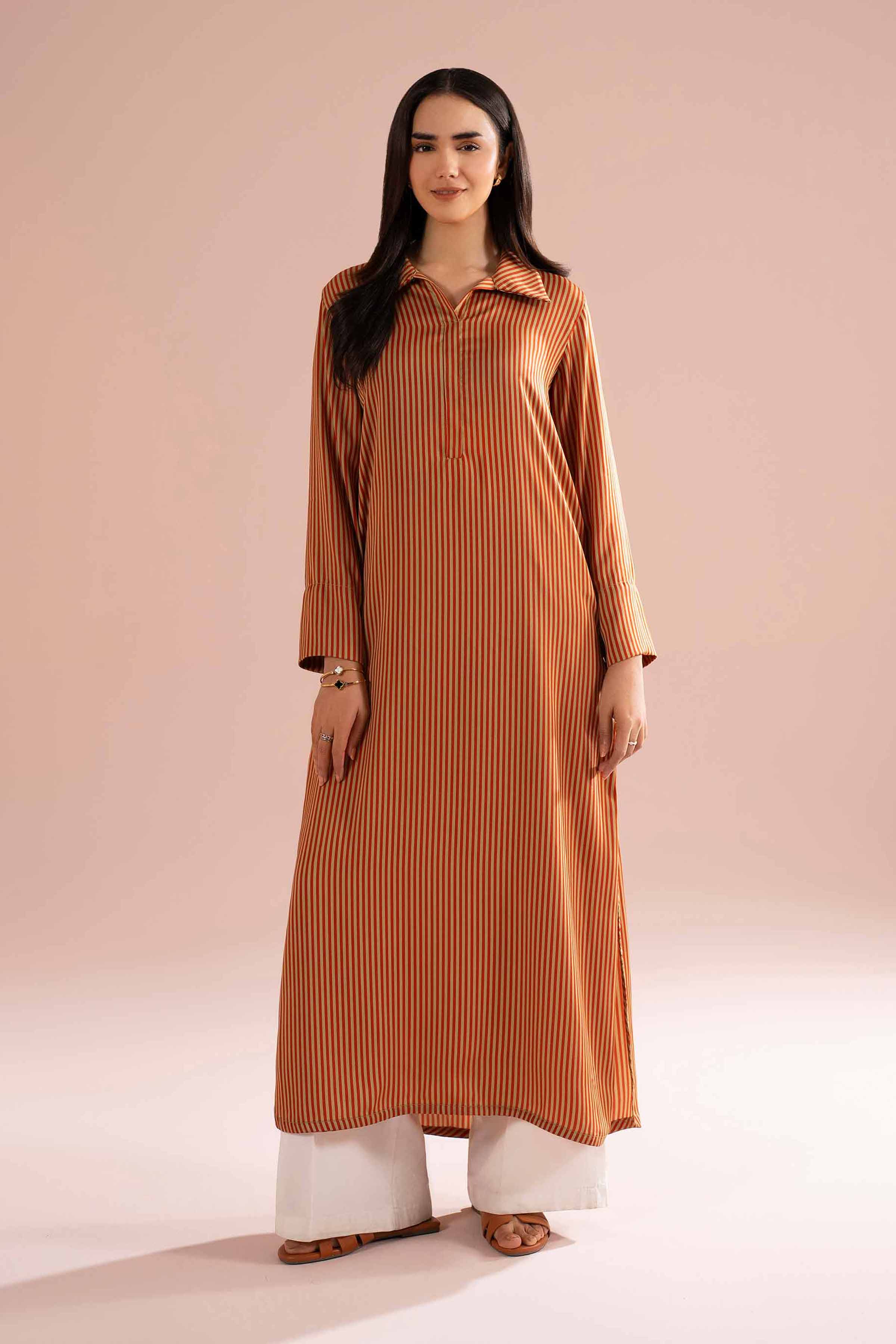 Embroidered Dress - AS26-08 Multi Stripe Chamorse 1PC Embroidered READY TO WEAR