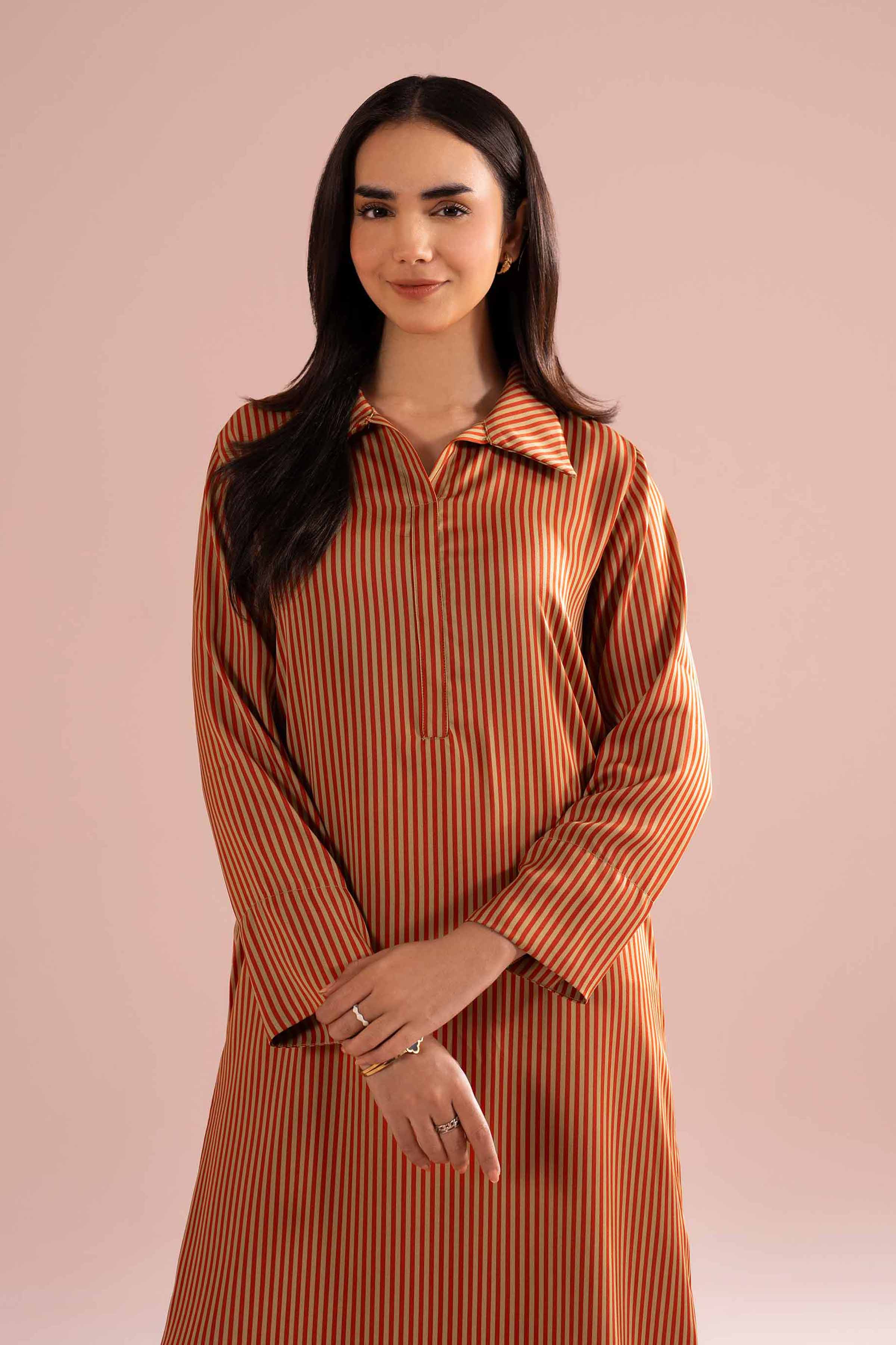 Embroidered Dress - AS26-08 Multi Stripe Chamorse 1PC Embroidered READY TO WEAR