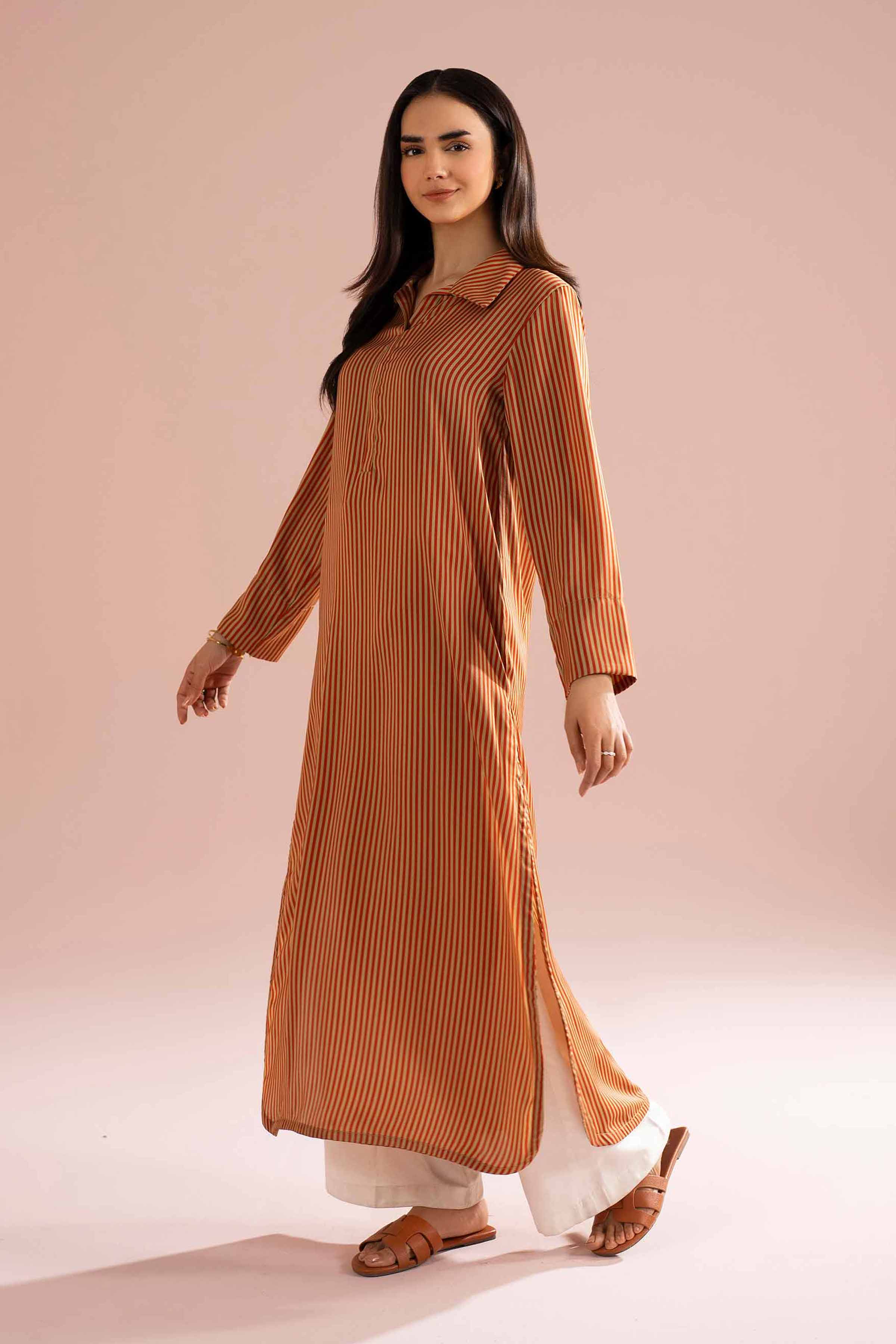 Embroidered Dress - AS26-08 Multi Stripe Chamorse 1PC Embroidered READY TO WEAR