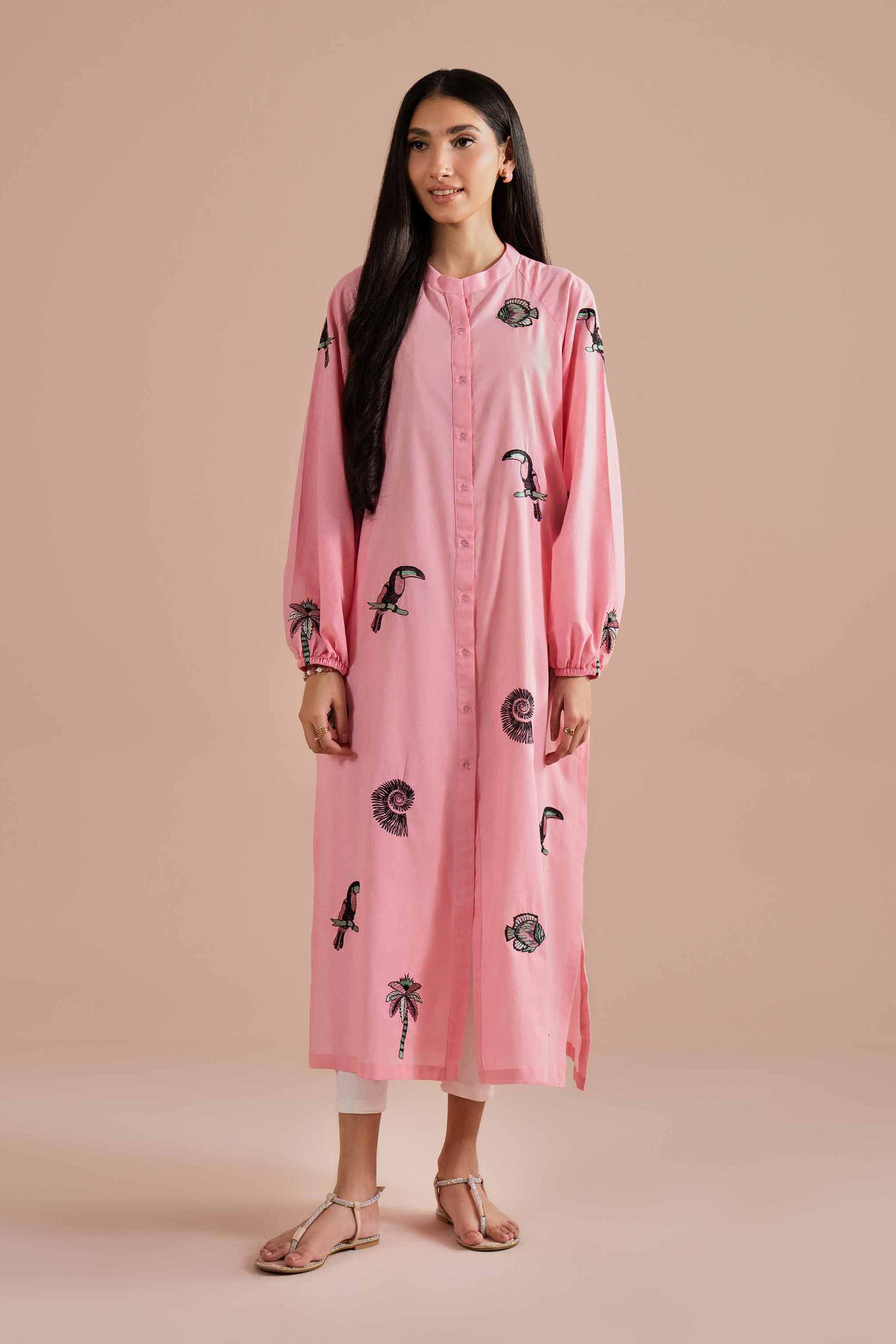 Embroidered Dress - AS26-09 NishatUAE Pink Lawn 1PC Embroidered Ready To Wear