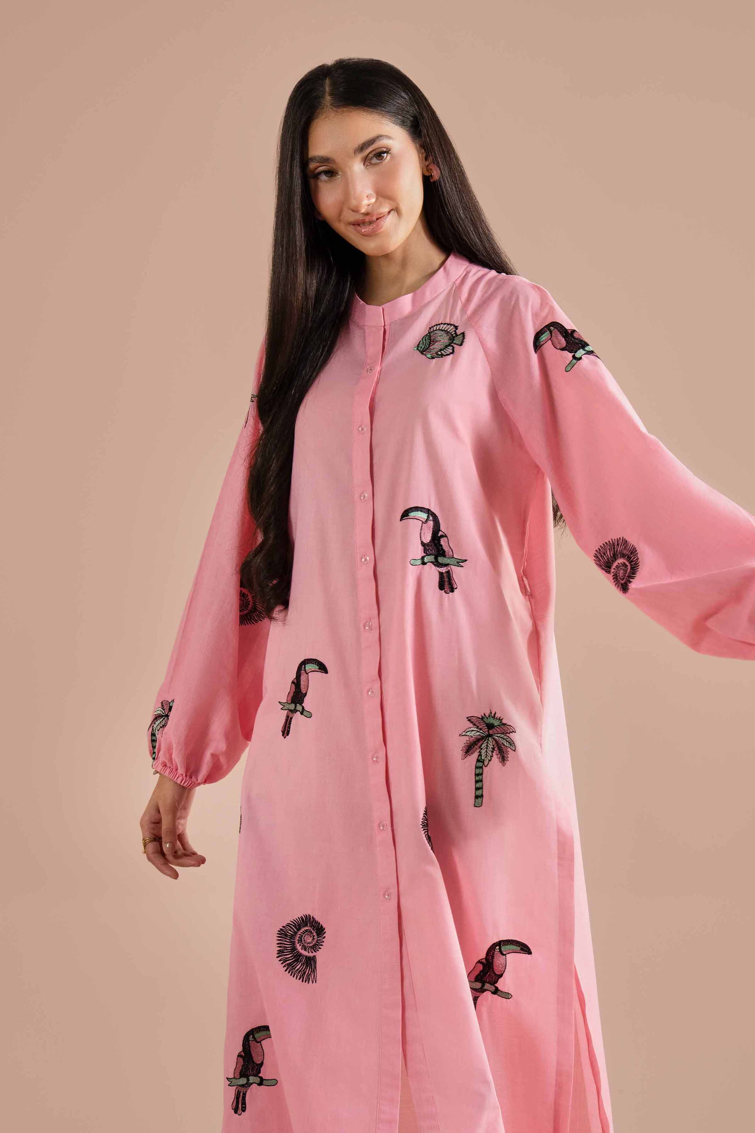 Embroidered Dress - AS26-09 NishatUAE Pink Lawn 1PC Embroidered Ready To Wear