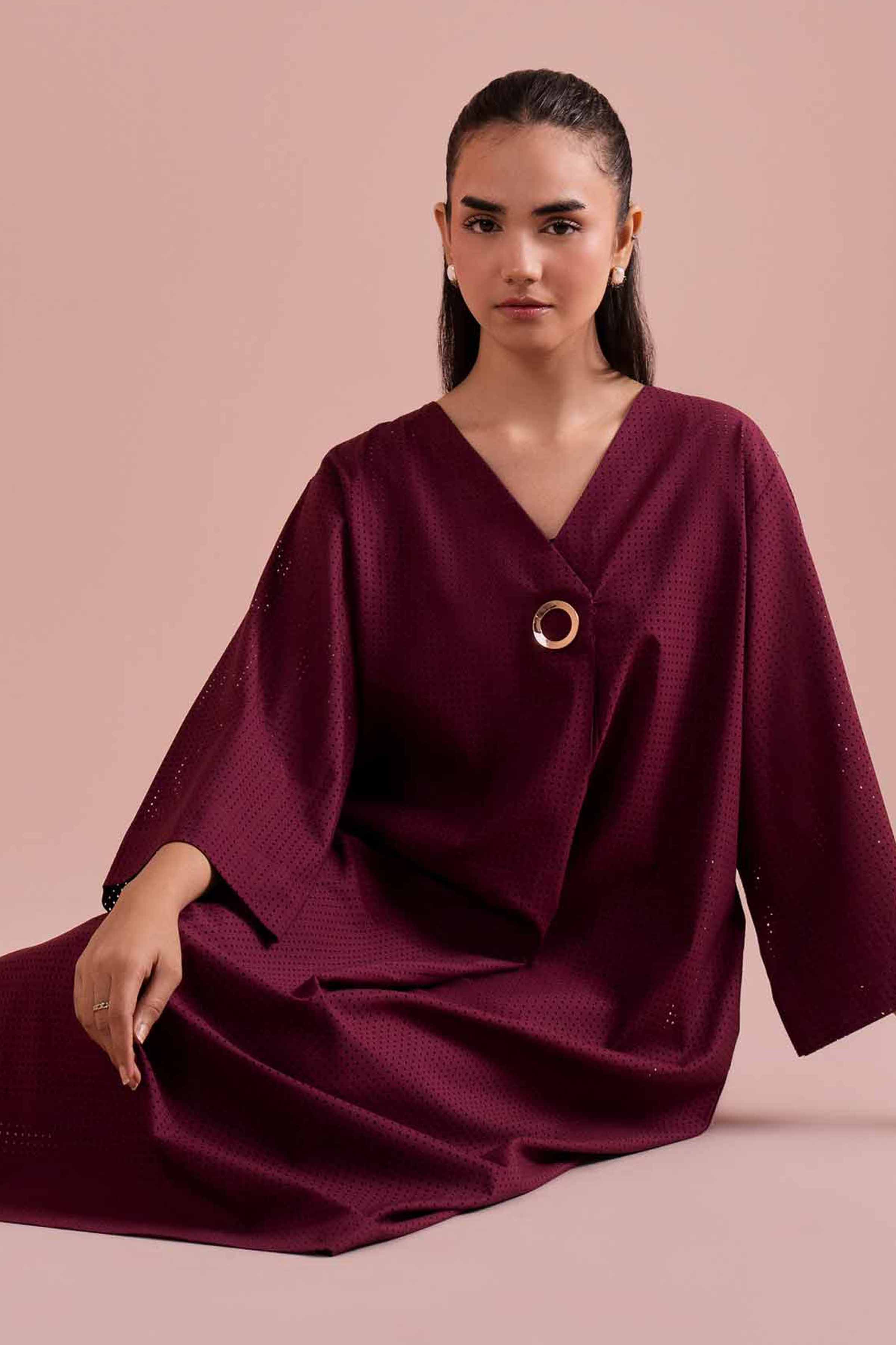 Basic Dress - AS26-10 NishatUAE Purple Net 1PC Solids Ready To Wear