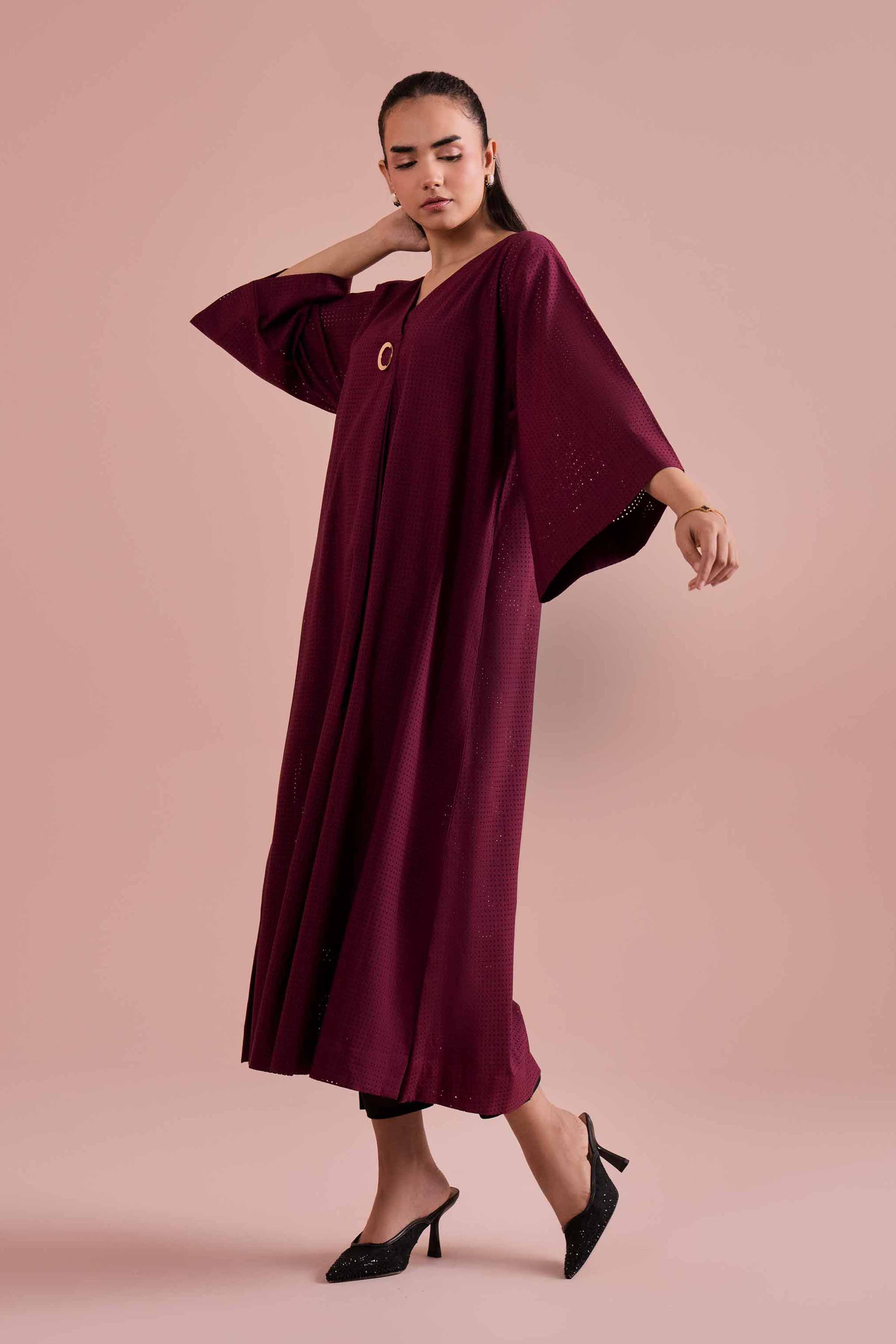 Basic Dress - AS26-10 NishatUAE Purple Net 1PC Solids Ready To Wear