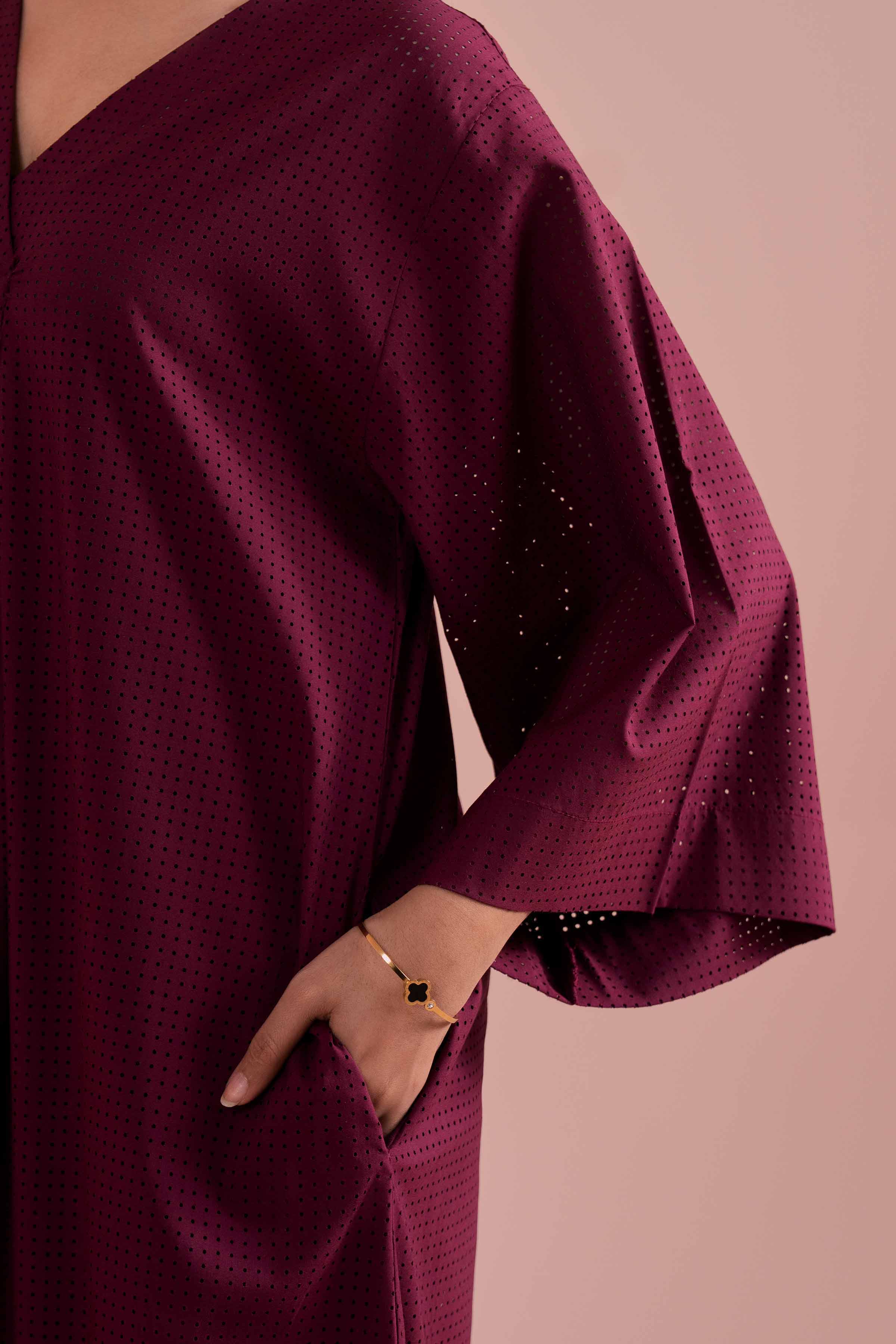 Basic Dress - AS26-10 NishatUAE Purple Net 1PC Solids Ready To Wear