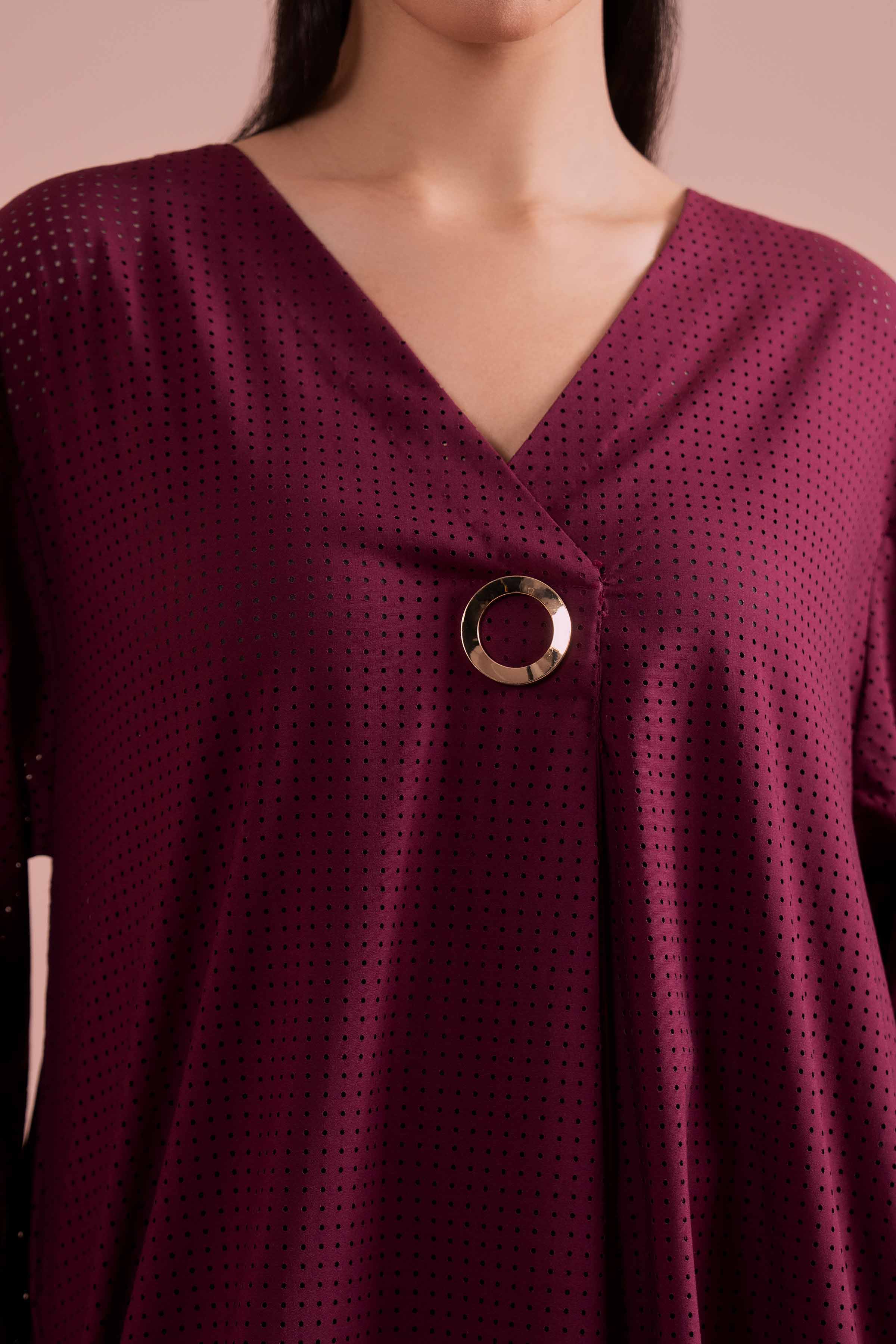 Basic Dress - AS26-10 NishatUAE Purple Net 1PC Solids Ready To Wear