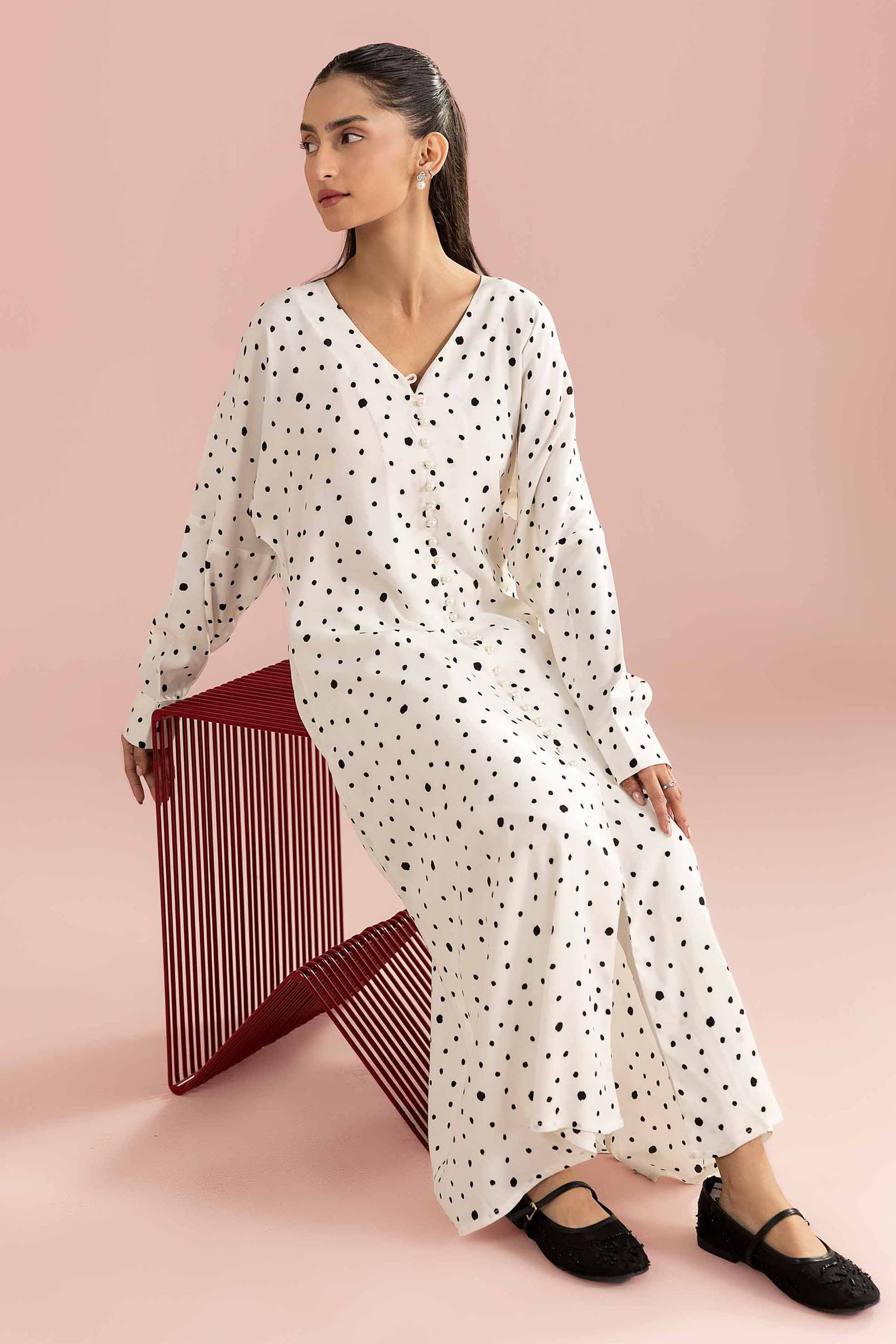 Printed Dress - AS26-105 White Grip 1PC Printed READY TO WEAR