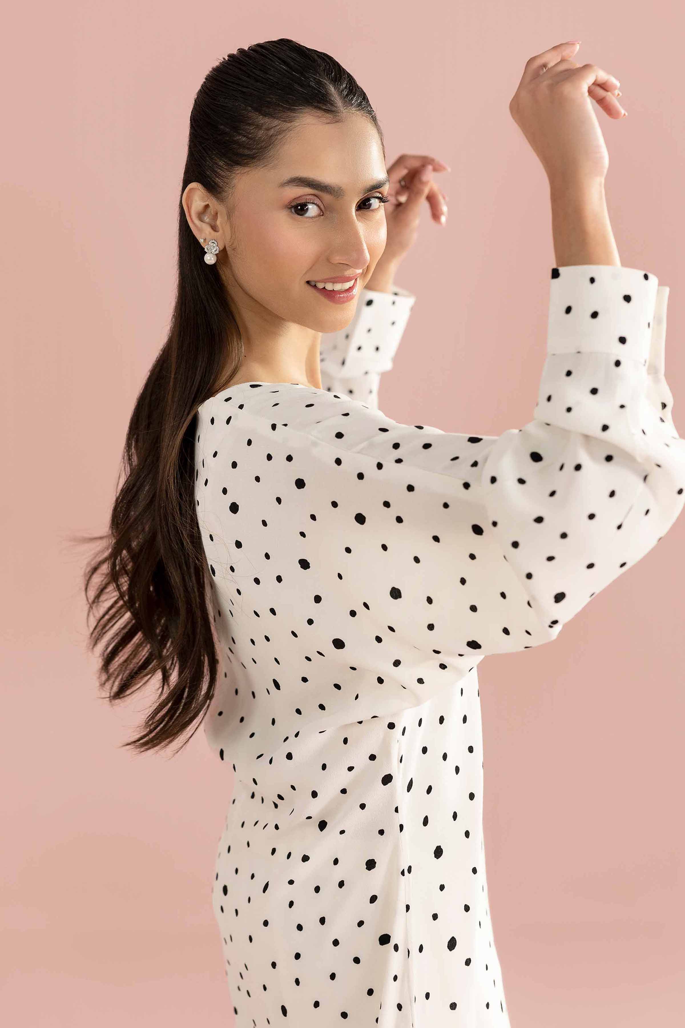 Printed Dress - AS26-105 White Grip 1PC Printed READY TO WEAR