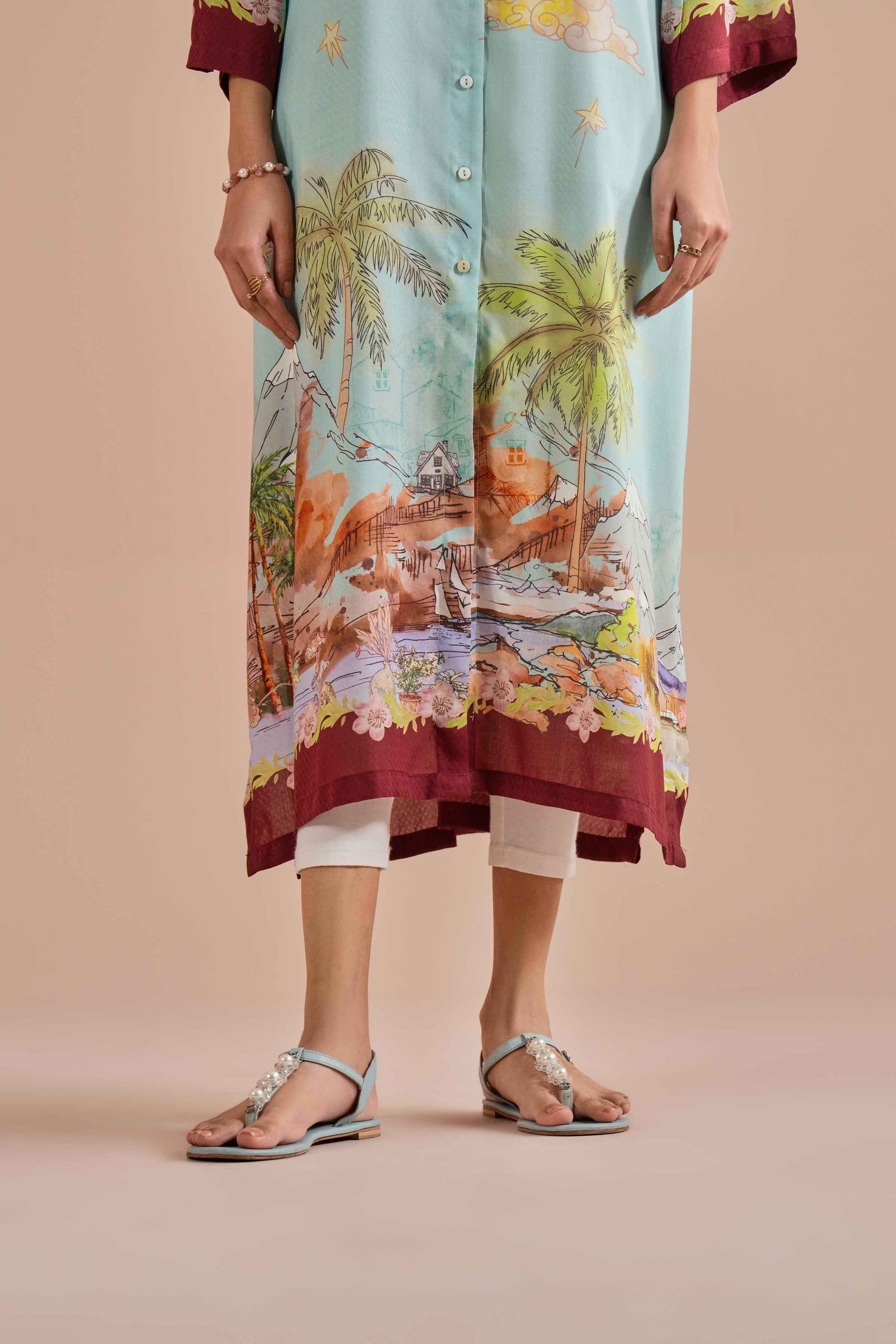 Printed Dress - AS26-14 NishatUAE Blue Dobby 1PC Printed Ready To Wear