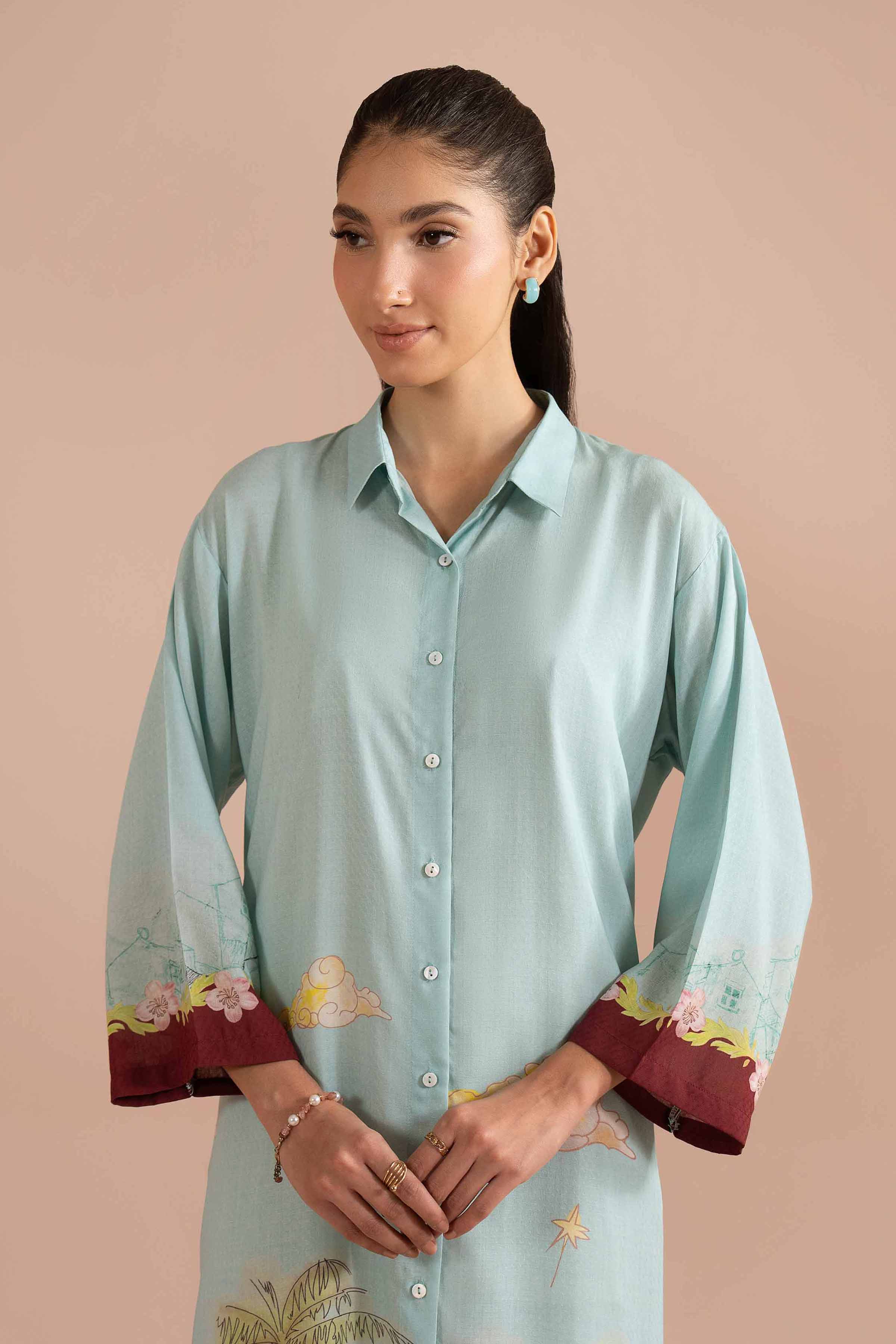 Printed Dress - AS26-14 NishatUAE Blue Dobby 1PC Printed Ready To Wear