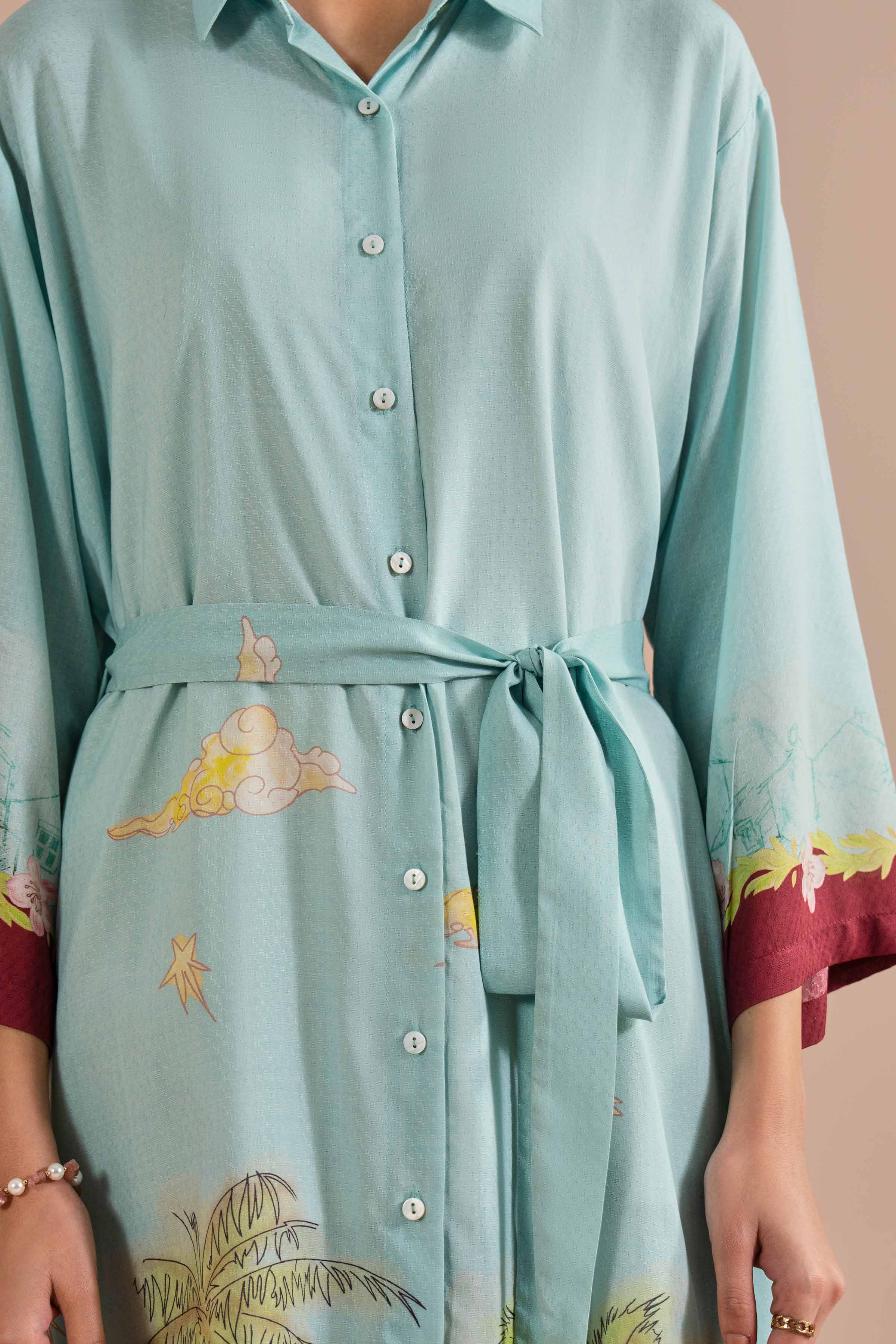 Printed Dress - AS26-14 NishatUAE Blue Dobby 1PC Printed Ready To Wear