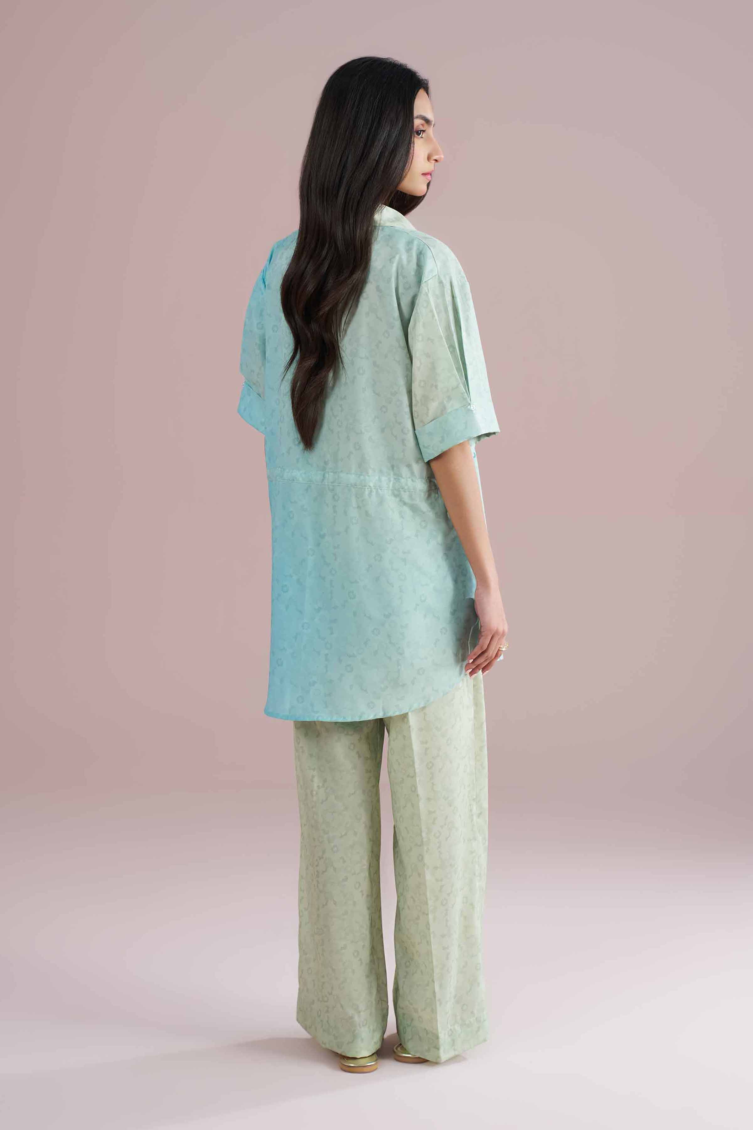 2 Piece - Printed Suit - AS26-17 Green Silk 2PC Printed