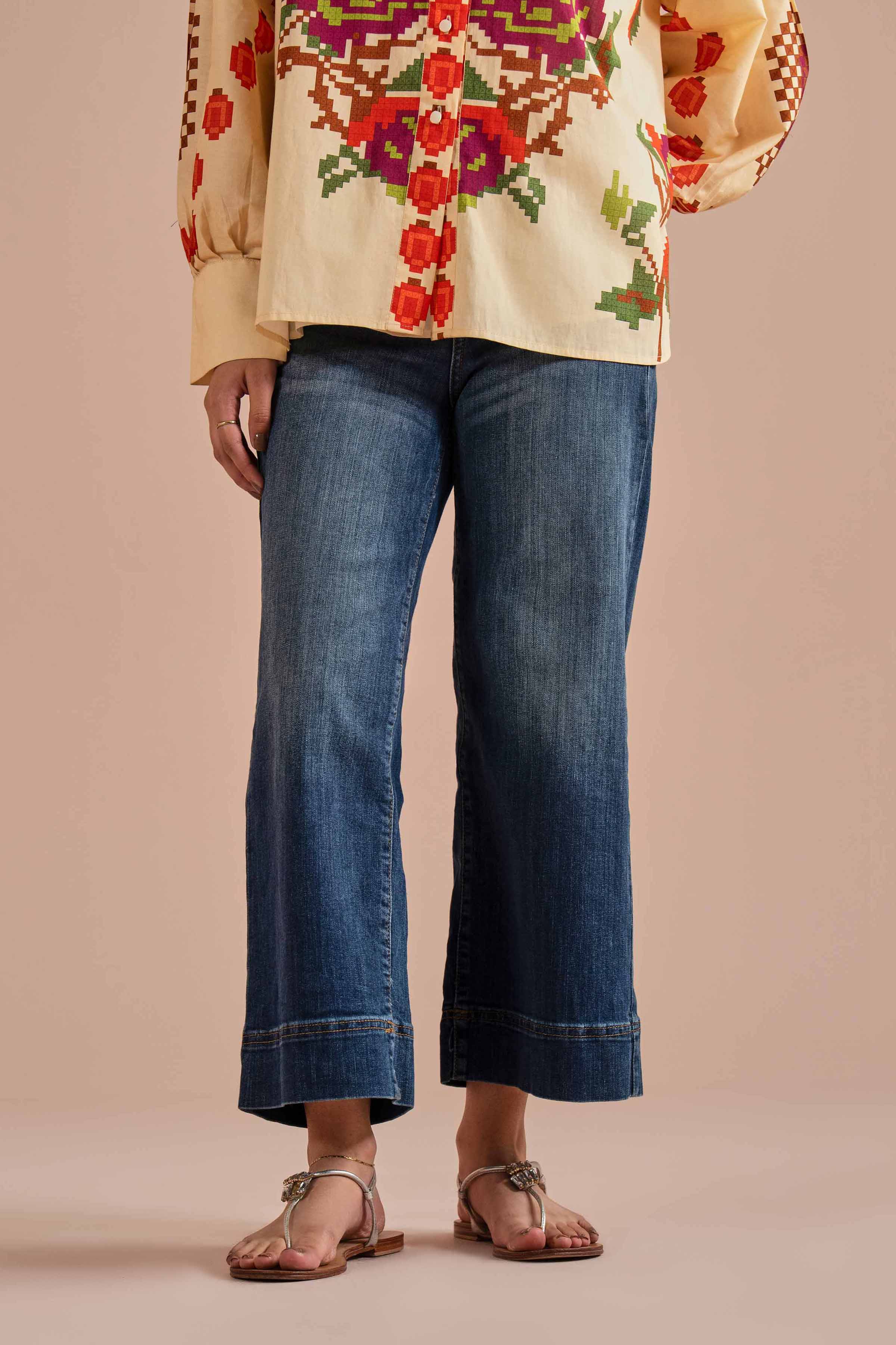 Printed Shirt- AS26-18 Beige Cambric 1PC Printed