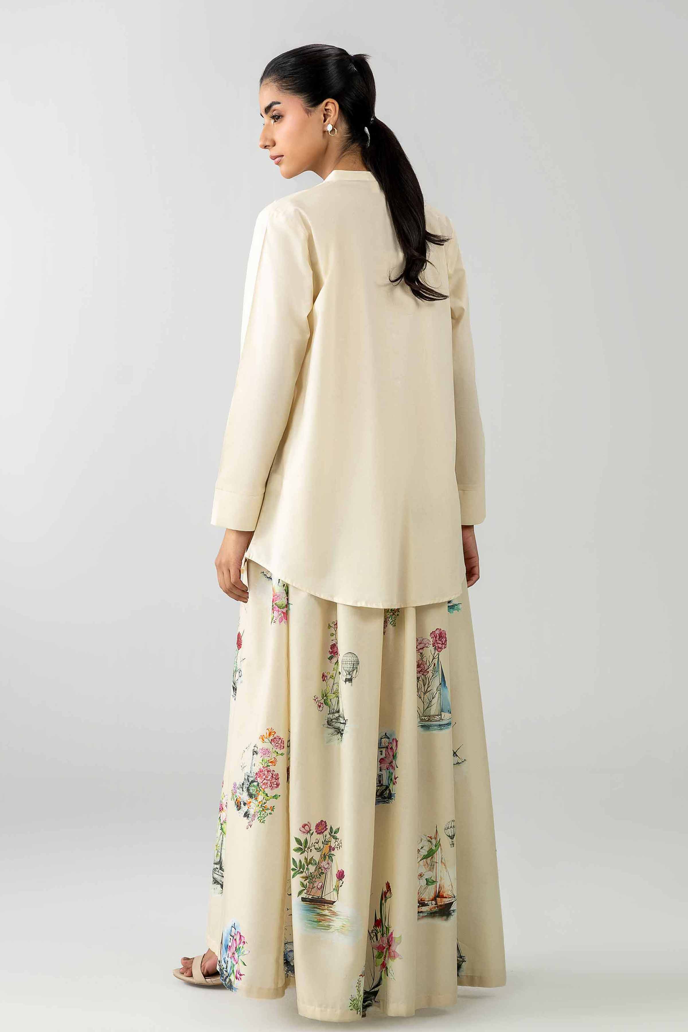 2 Piece - Printed Suit - AS26-20 Off White Cambric 2PC Printed READY TO WEAR