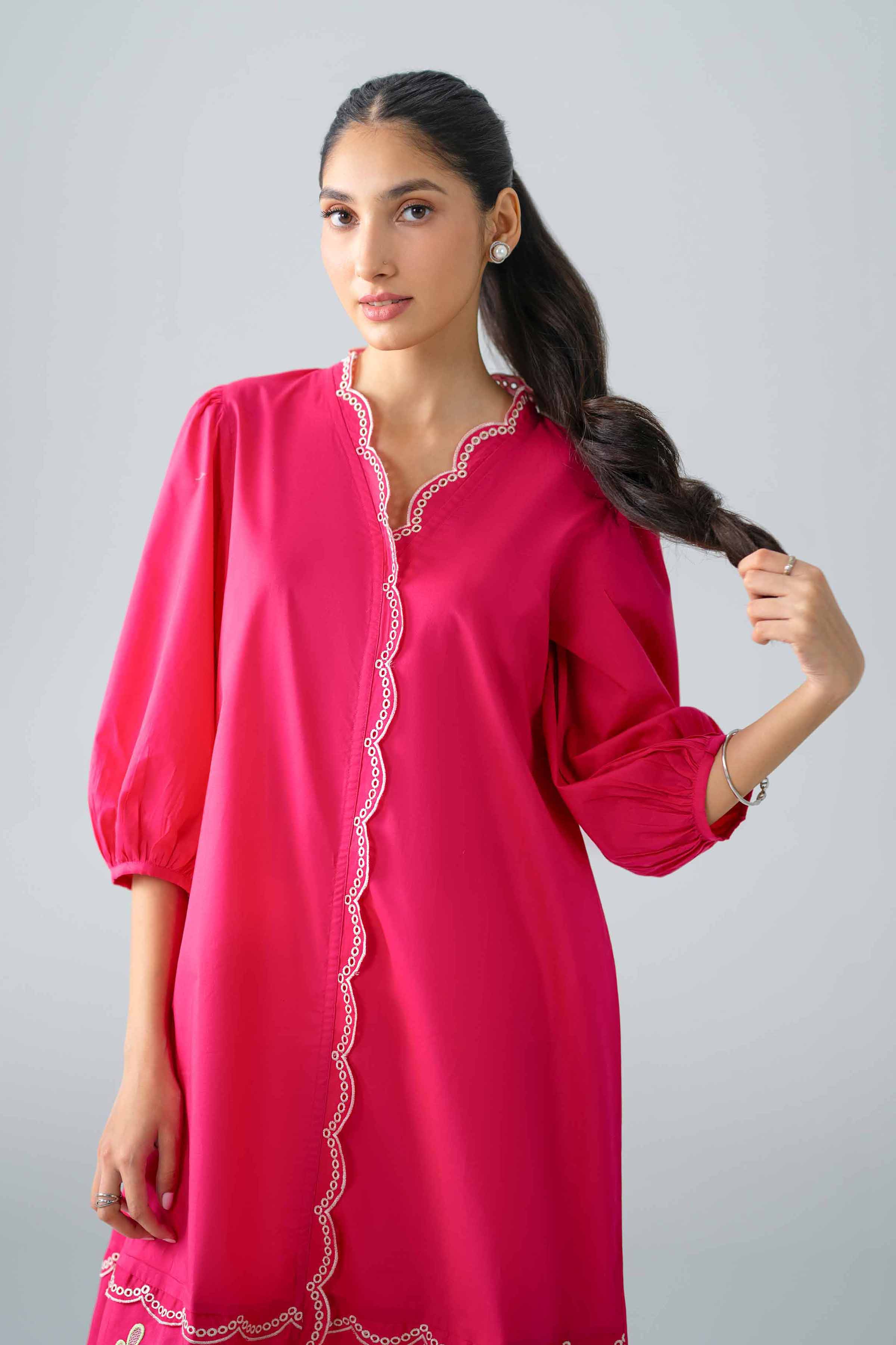 Embroidered Dress - AS26-23 Pink Cambric 1PC Embroidered READY TO WEAR