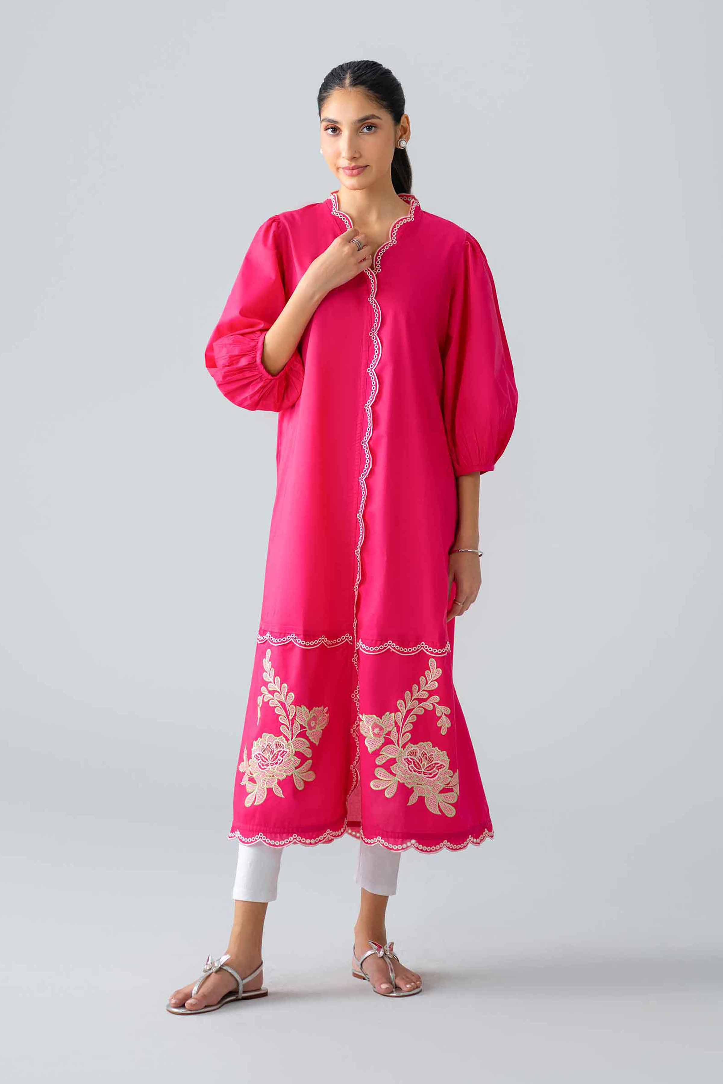 Embroidered Dress - AS26-23 Pink Cambric 1PC Embroidered READY TO WEAR