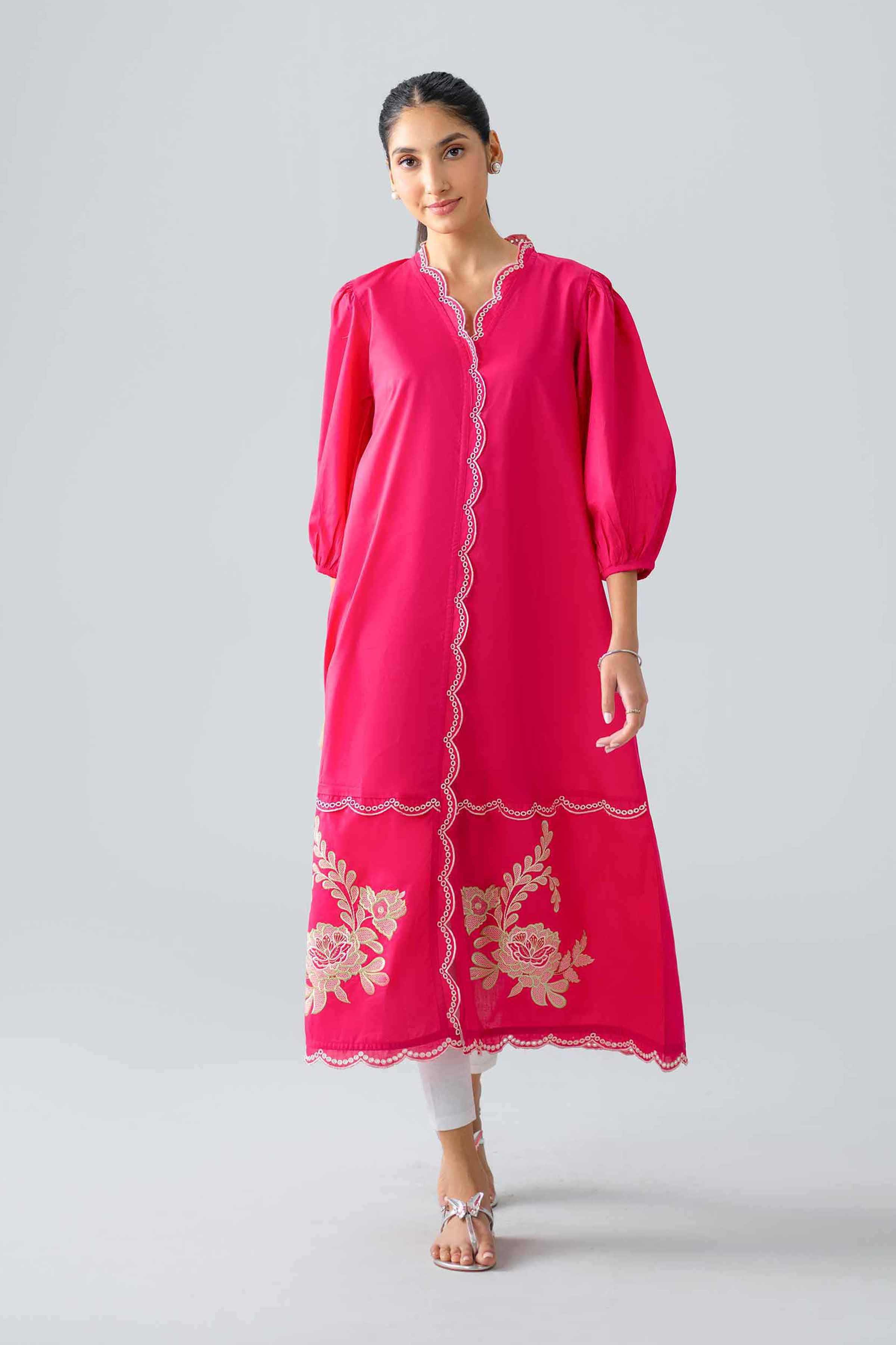 Embroidered Dress - AS26-23 Pink Cambric 1PC Embroidered READY TO WEAR