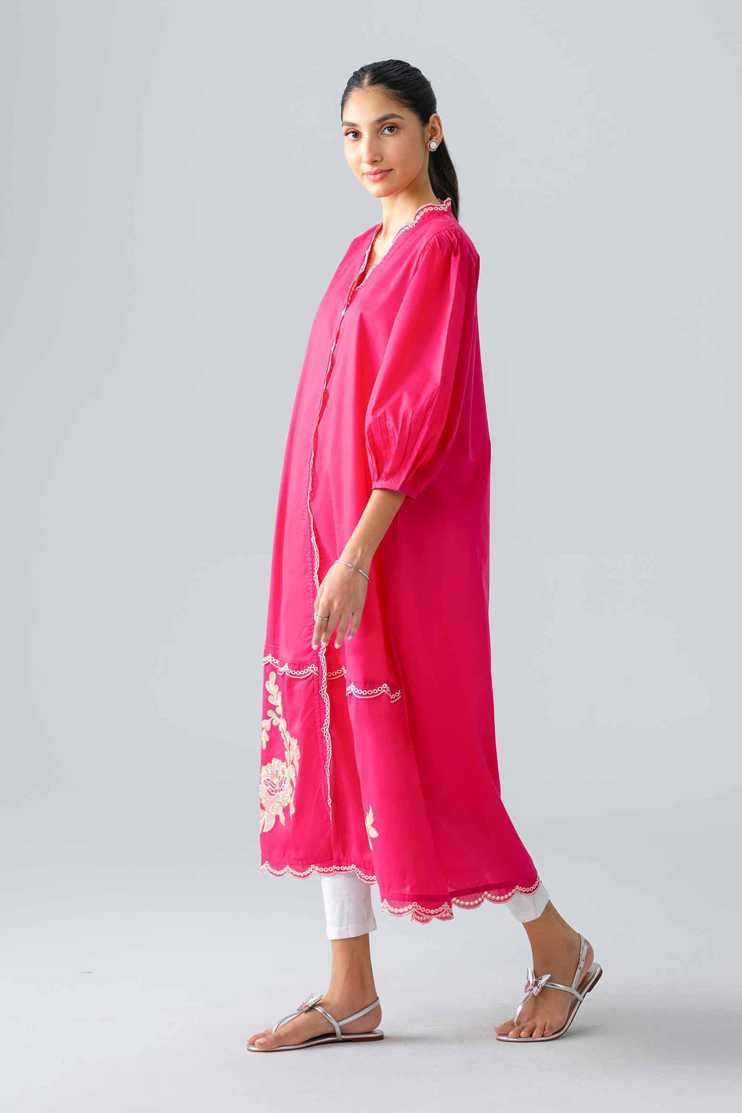 Embroidered Dress - AS26-23 Pink Cambric 1PC Embroidered READY TO WEAR
