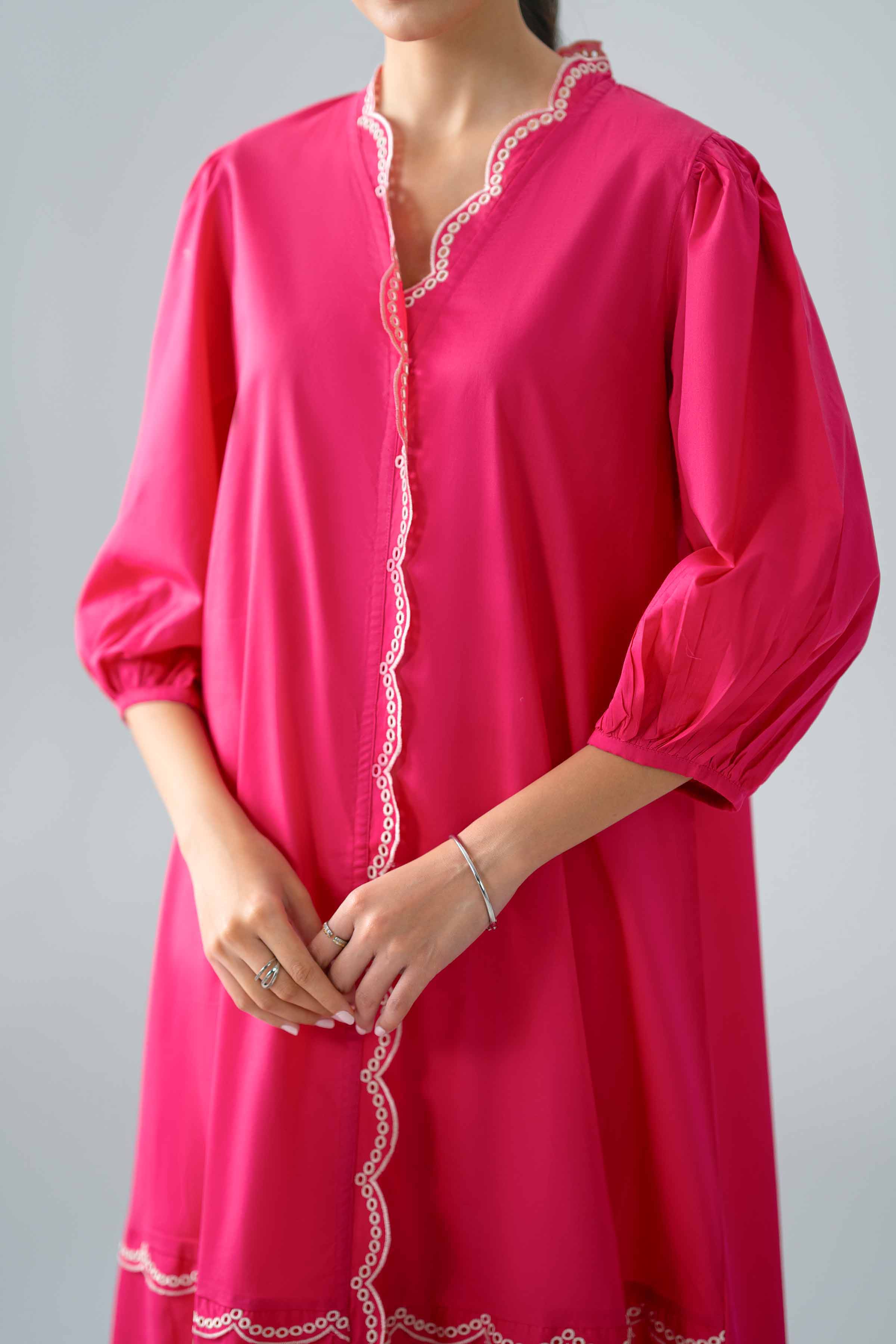 Embroidered Dress - AS26-23 Pink Cambric 1PC Embroidered READY TO WEAR