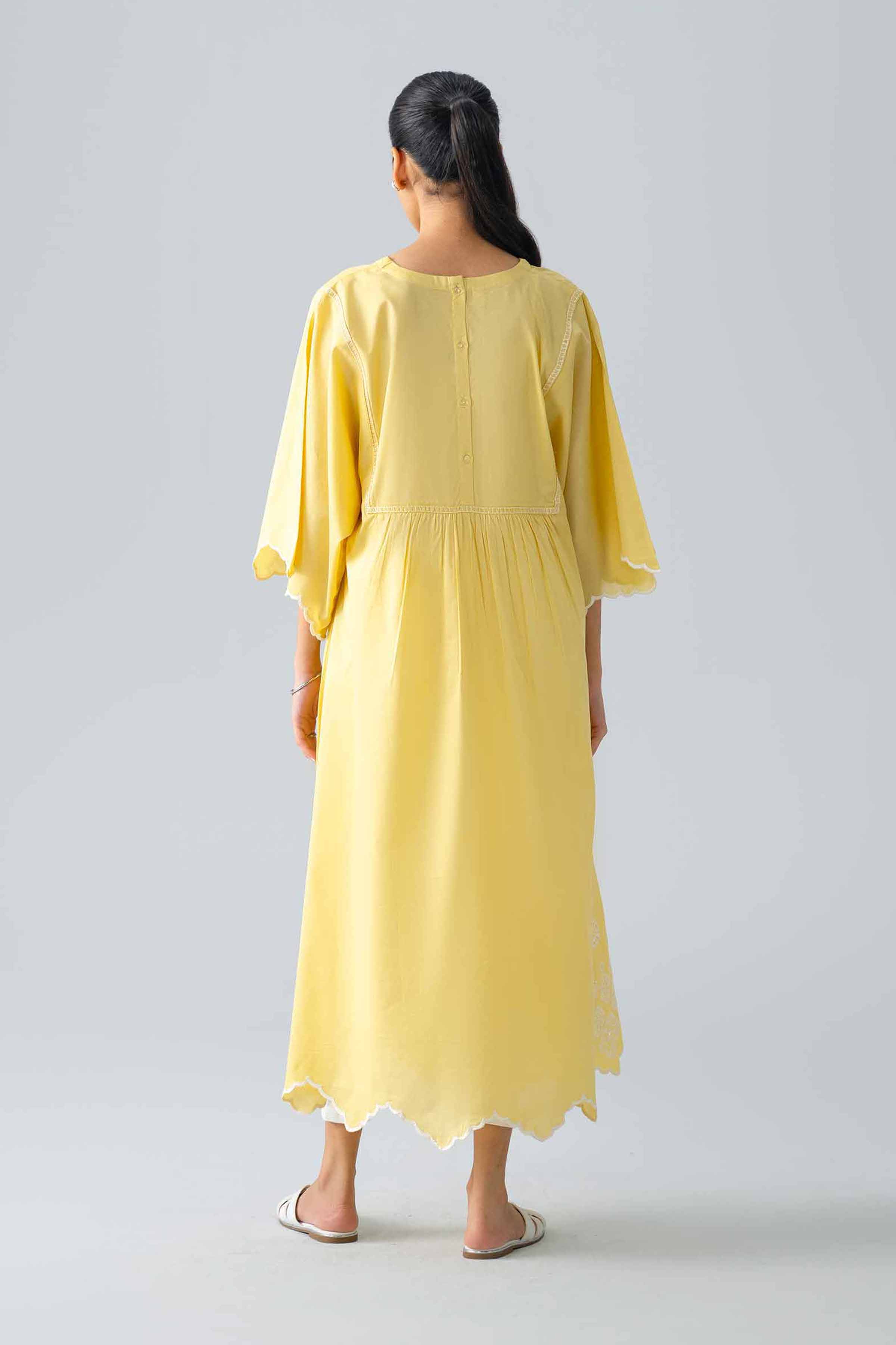 Embroidered Dress - AS26-24 Yellow Cambric 1PC Embroidered READY TO WEAR