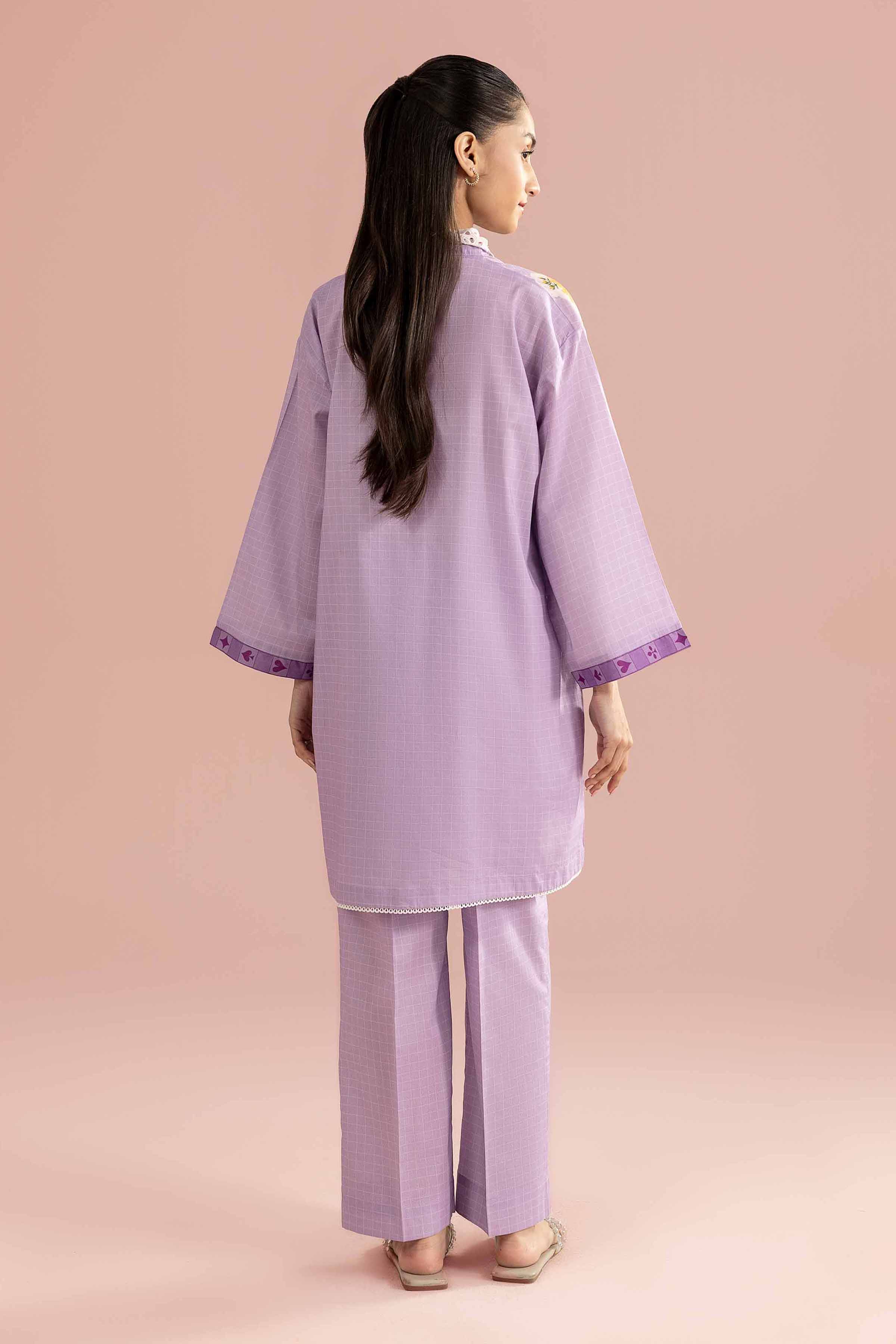 2 Piece - Printed Suit - AS26-35 Purple Cambric 2PC Printed READY TO WEAR