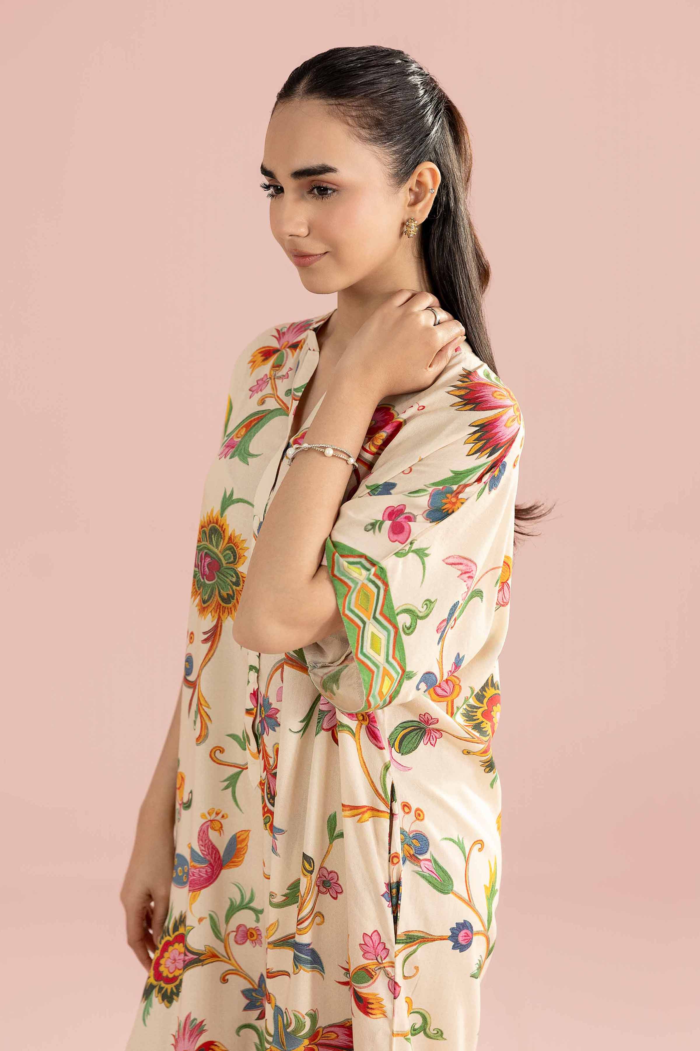 Printed Shirt - AS26-36 Beige Dobby 1PC Printed READY TO WEAR