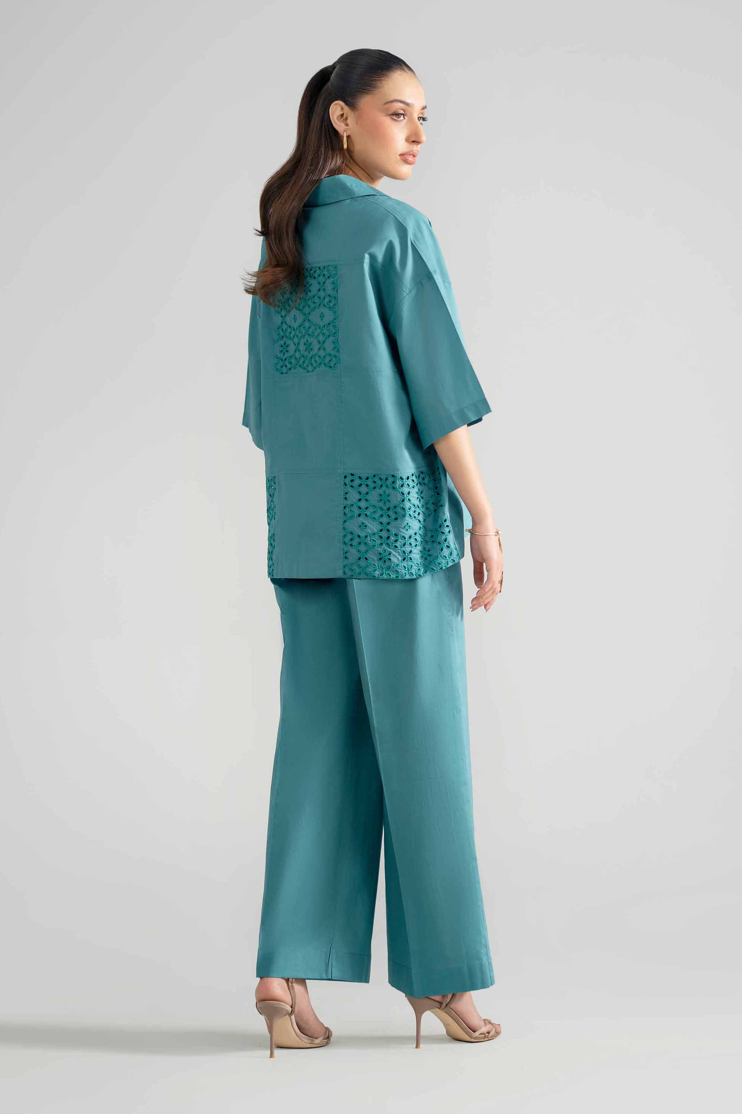 2 Piece - Embroidered Suit - AS26-39 Blue Cambric 2PC Embroidered READY TO WEAR