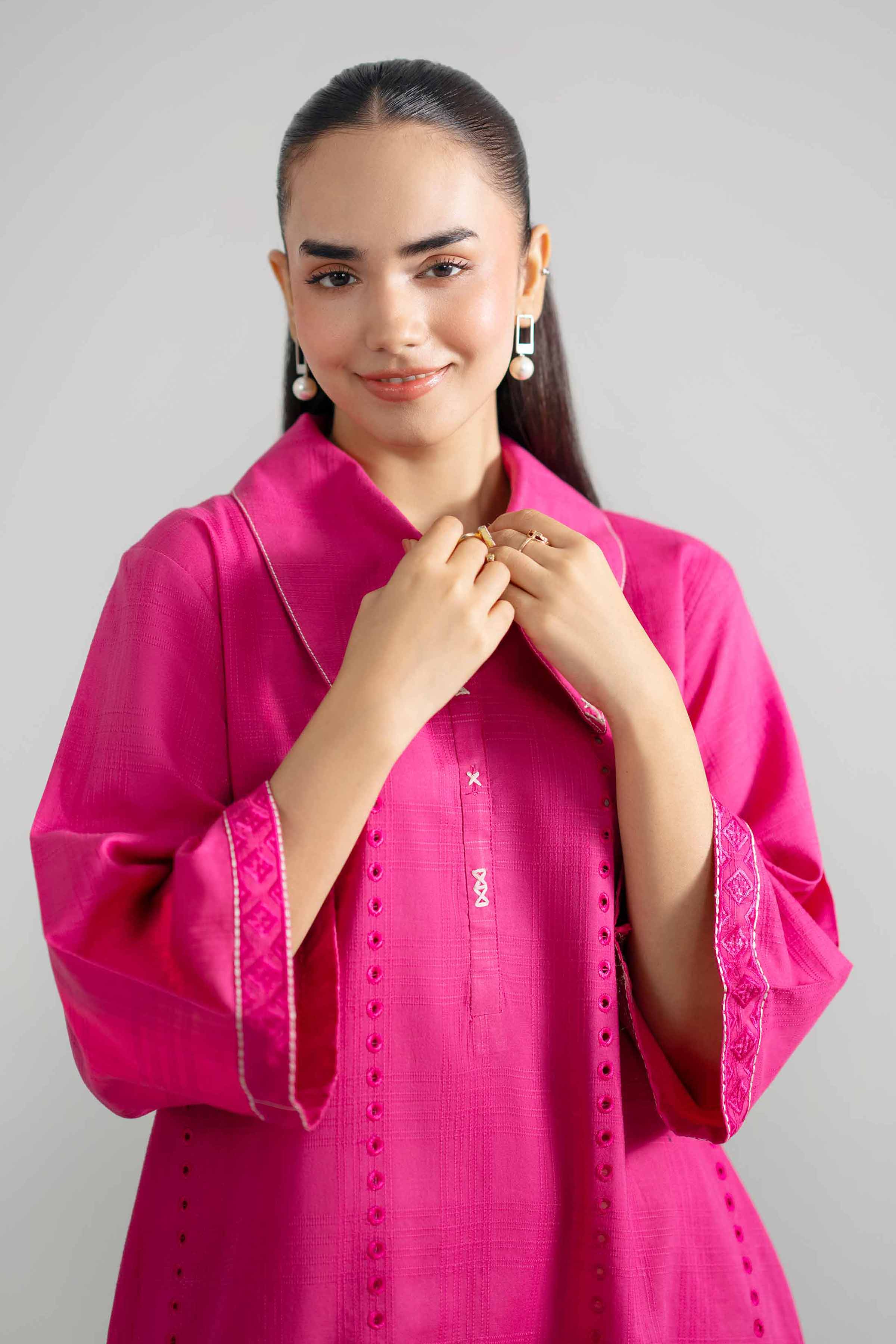Embroidered Dress - AS26-42 Pink Leno Kara 1PC Embroidered READY TO WEAR